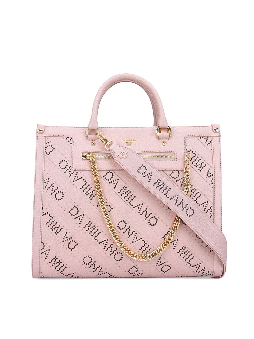 

Da Milano Women Pink Textured Leather Structured Handheld Bag