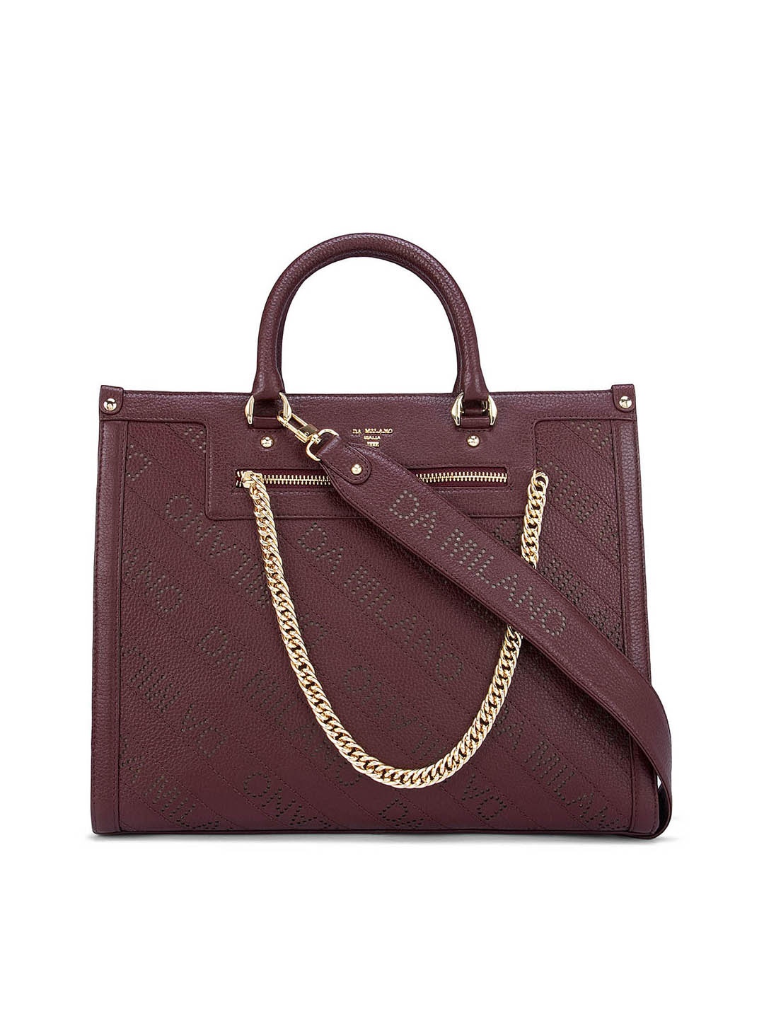 

Da Milano Women Maroon Textured Leather Swagger Handheld Bag