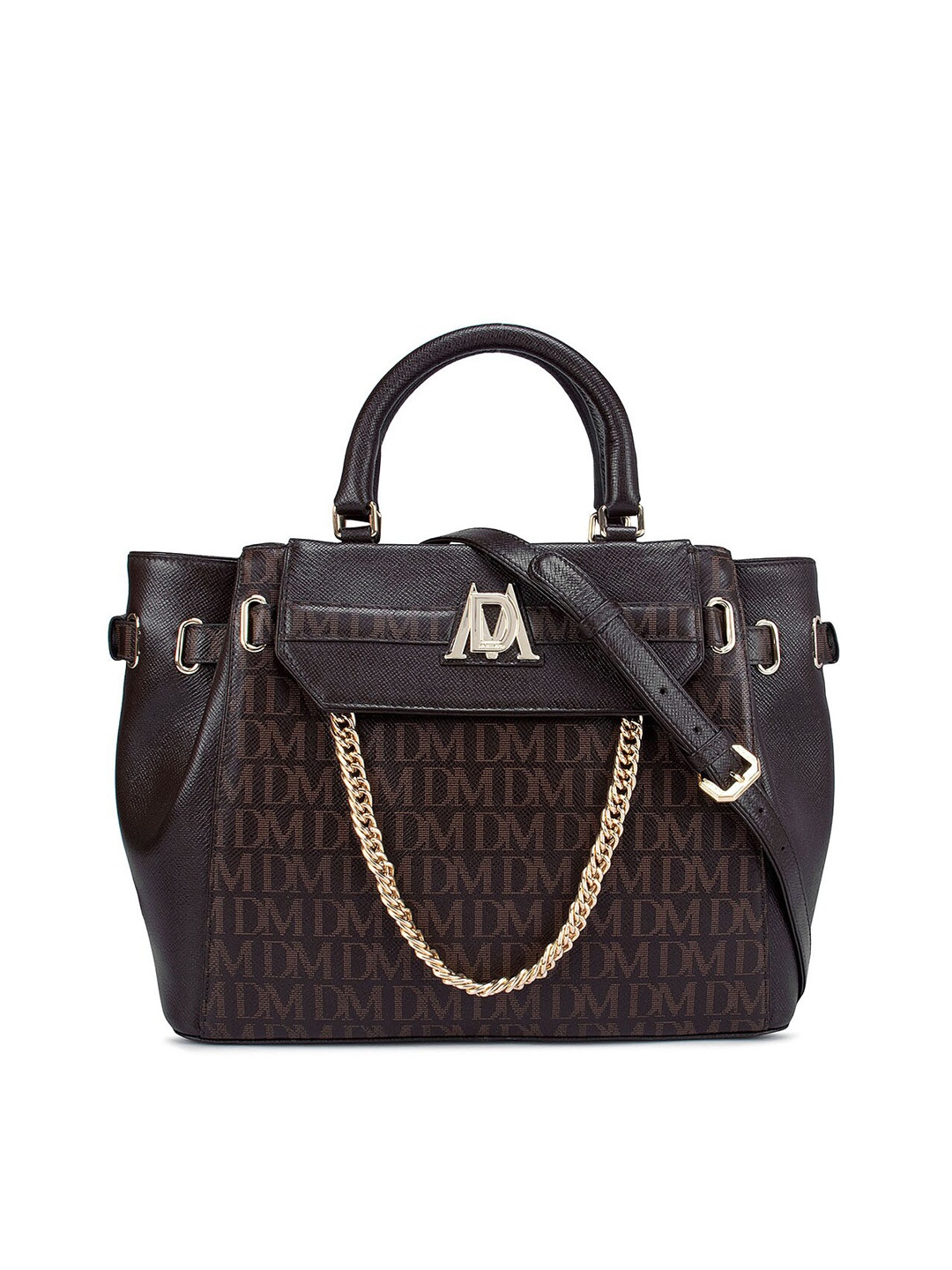 

Da Milano Women Brown Textured Leather Structured Handheld Bag