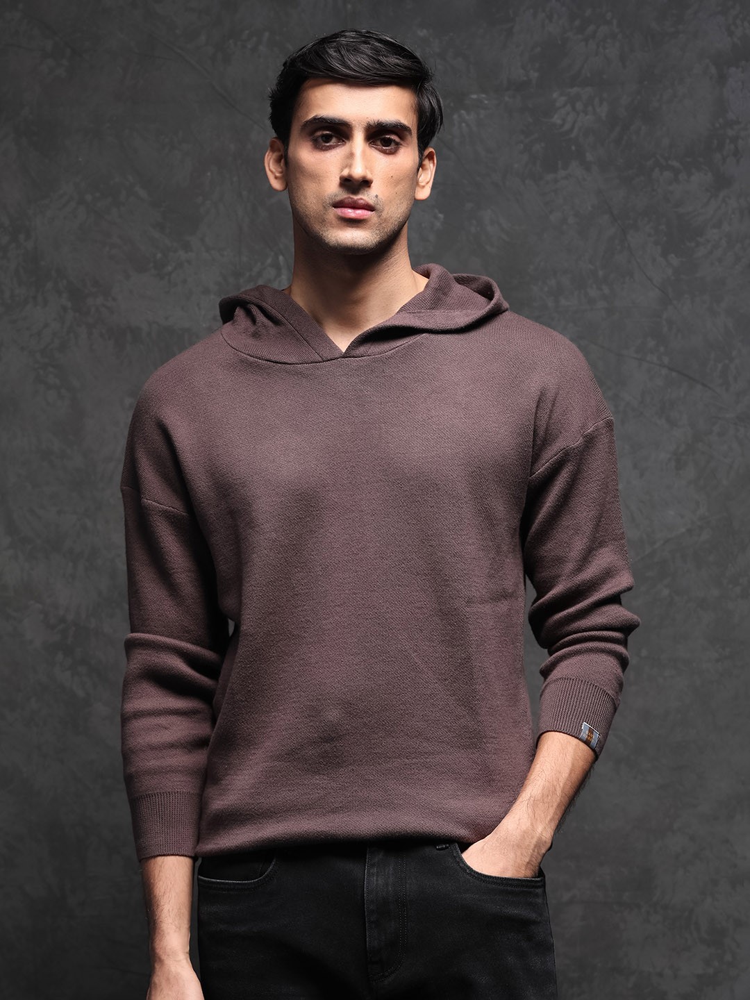 

RARE RABBIT Men Zarr Slim Fit Hooded Sweatshirt, Brown