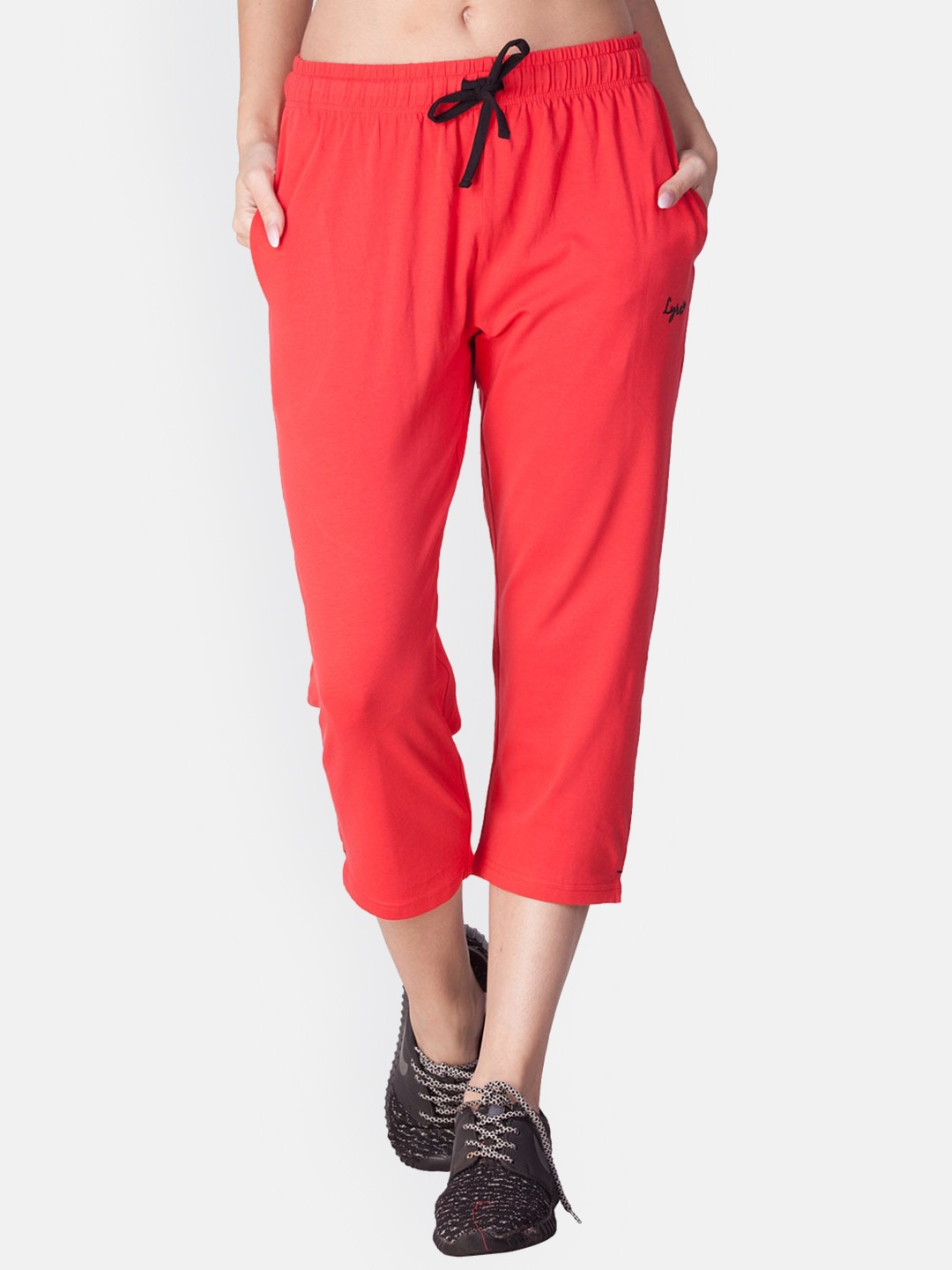 

LYRA Women Plus Size Coral Red Solid Track Pants