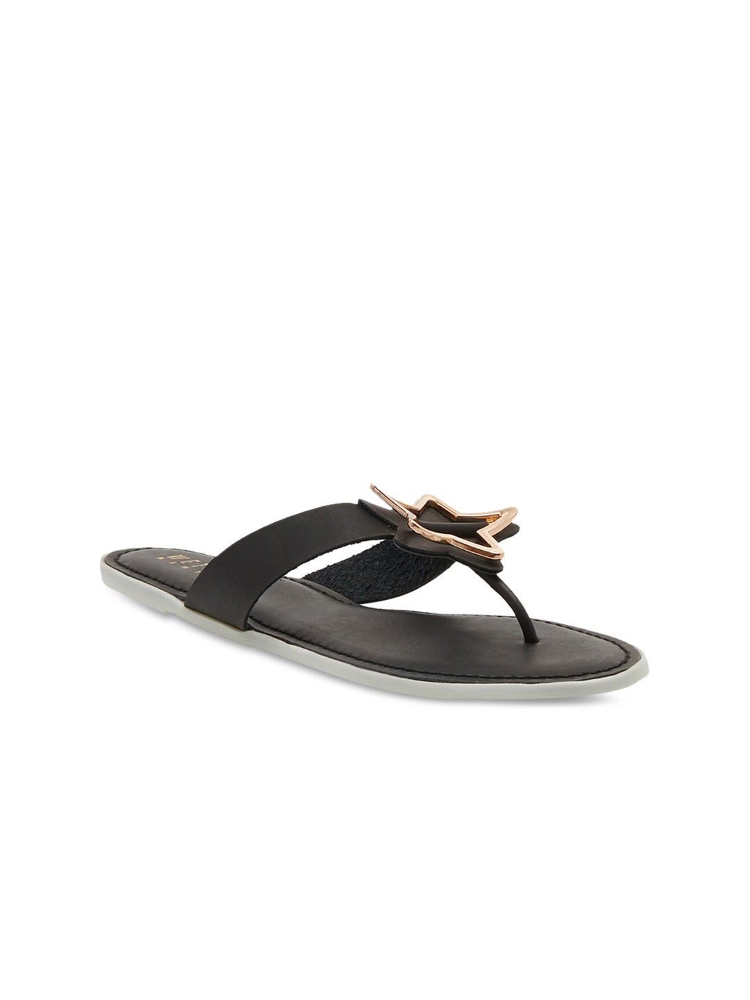 

Wet Blue Women Black Solid Synthetic Open-Toe Flats