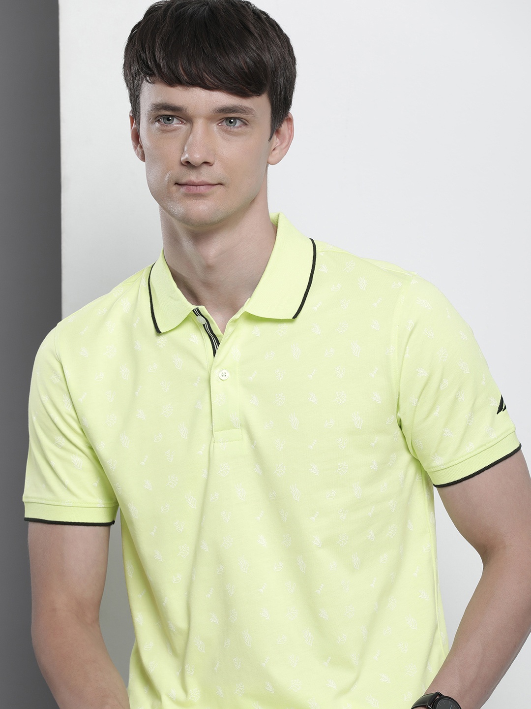 

Nautica Floral Printed Polo Collar Pure Cotton T-shirt, Lime green