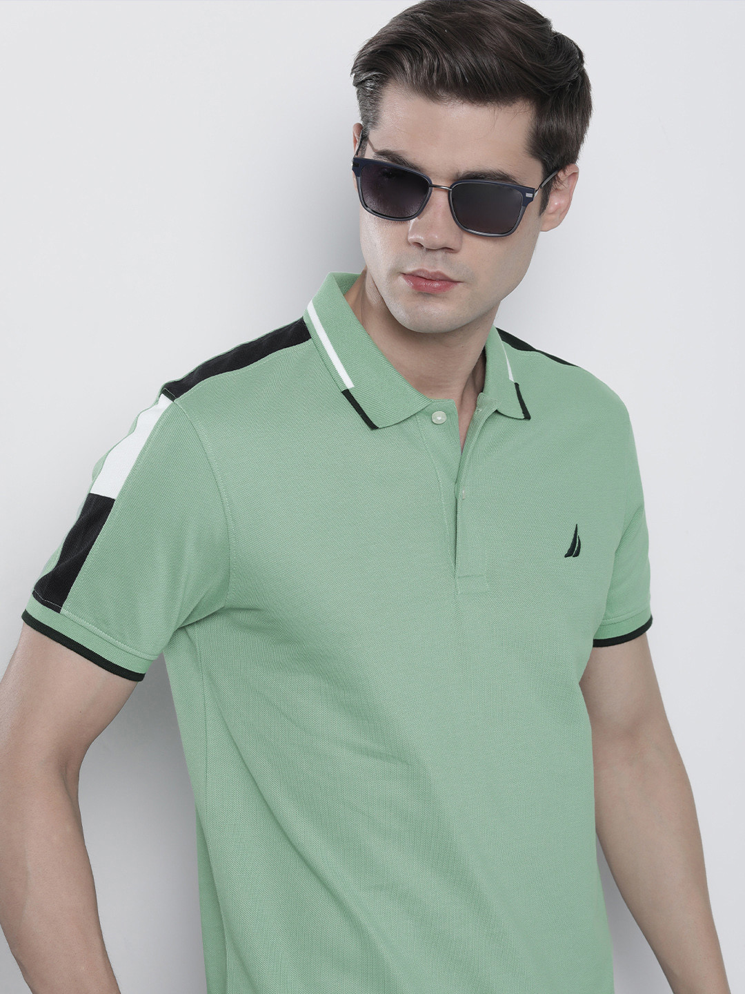 

Nautica Embroidered Polo Collar Pure Cotton T-shirt With Contrast Details, Olive