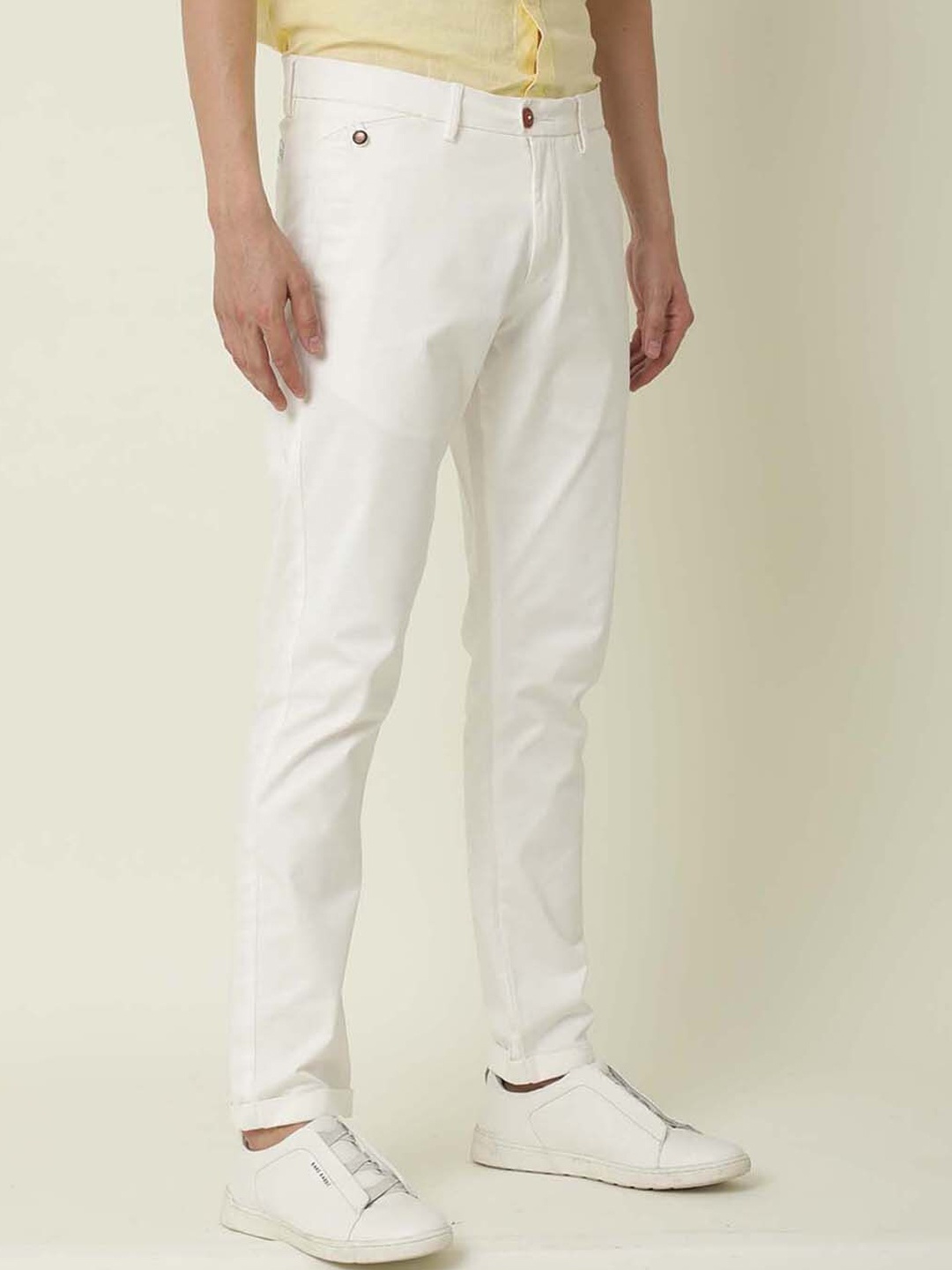 

RARE RABBIT Men Trews-22 Mid-Rise Slim Fit Trouser, White