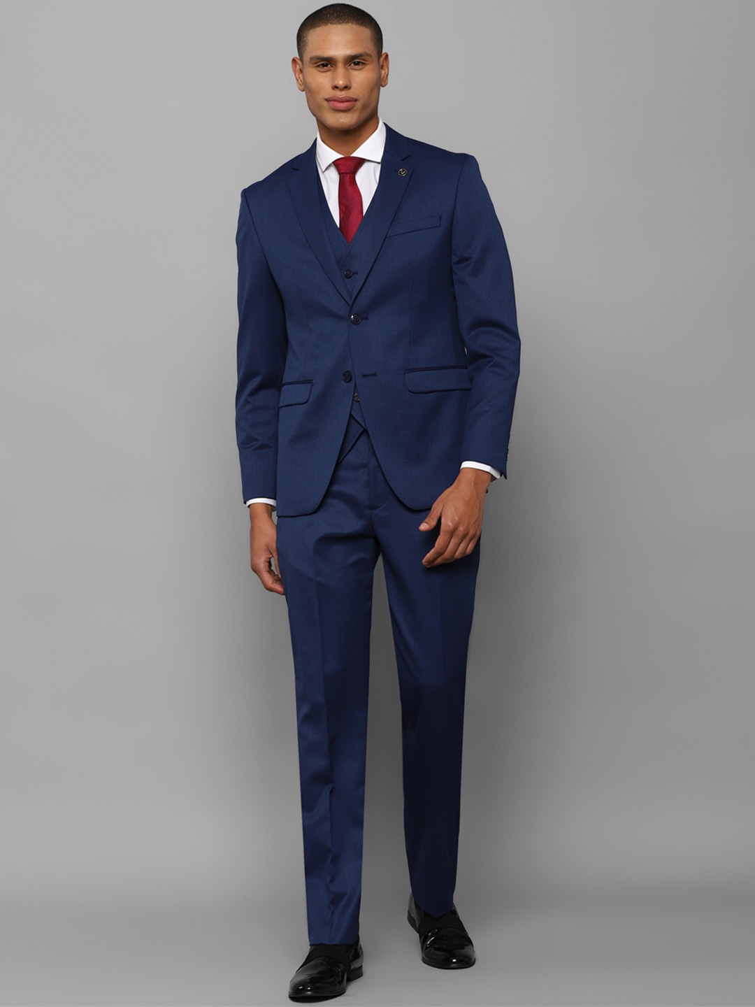 

Allen Solly Men Blue Solid Slim-Fit Single-Breasted Three-Piece Formal Suit