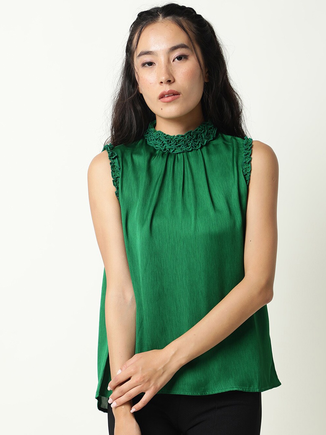 

RAREISM Women Green Solid Top