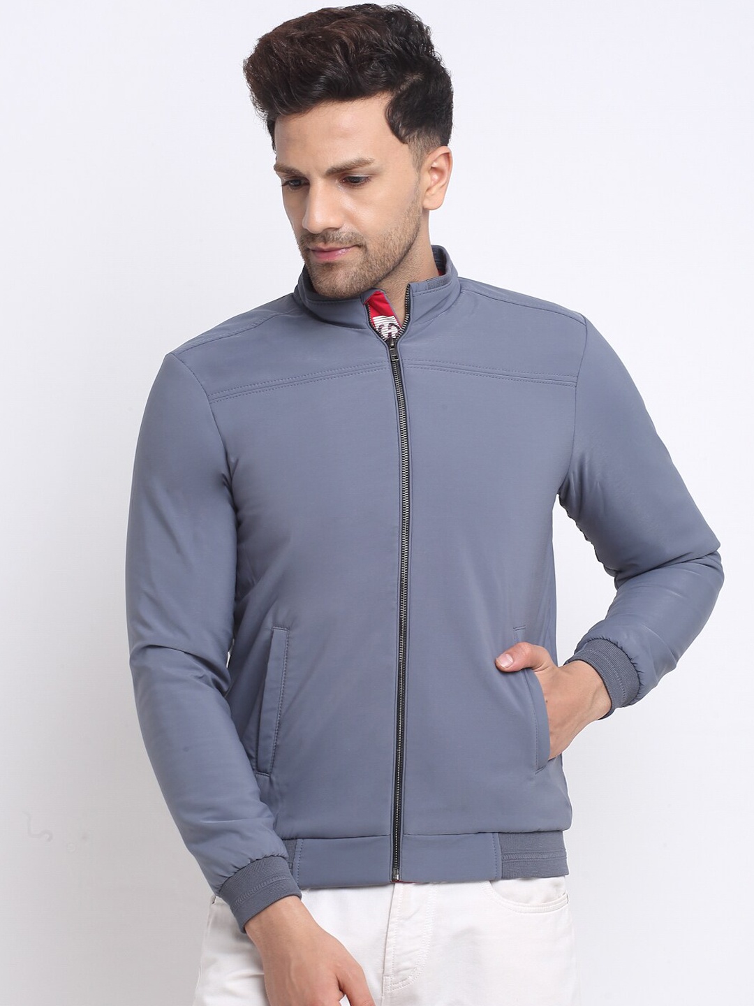 

Spirit Men Blue Solid Bomber Jacket