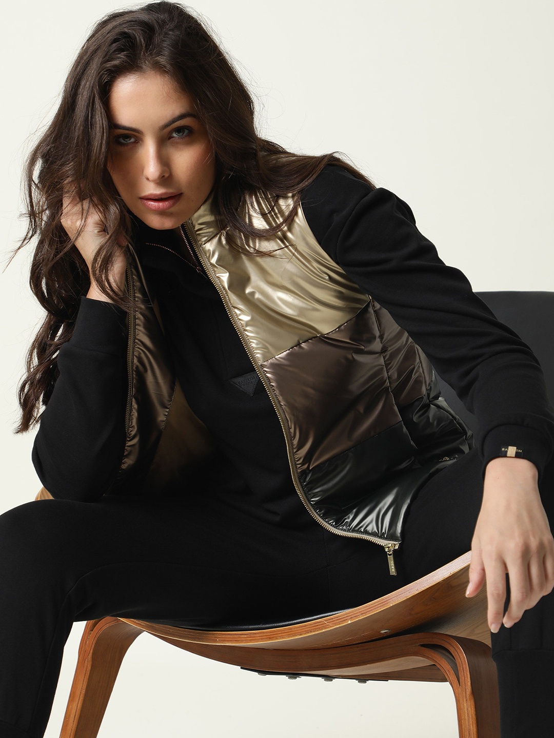 

RAREISM Women Gold-Toned Colourblocked Padded Jacket