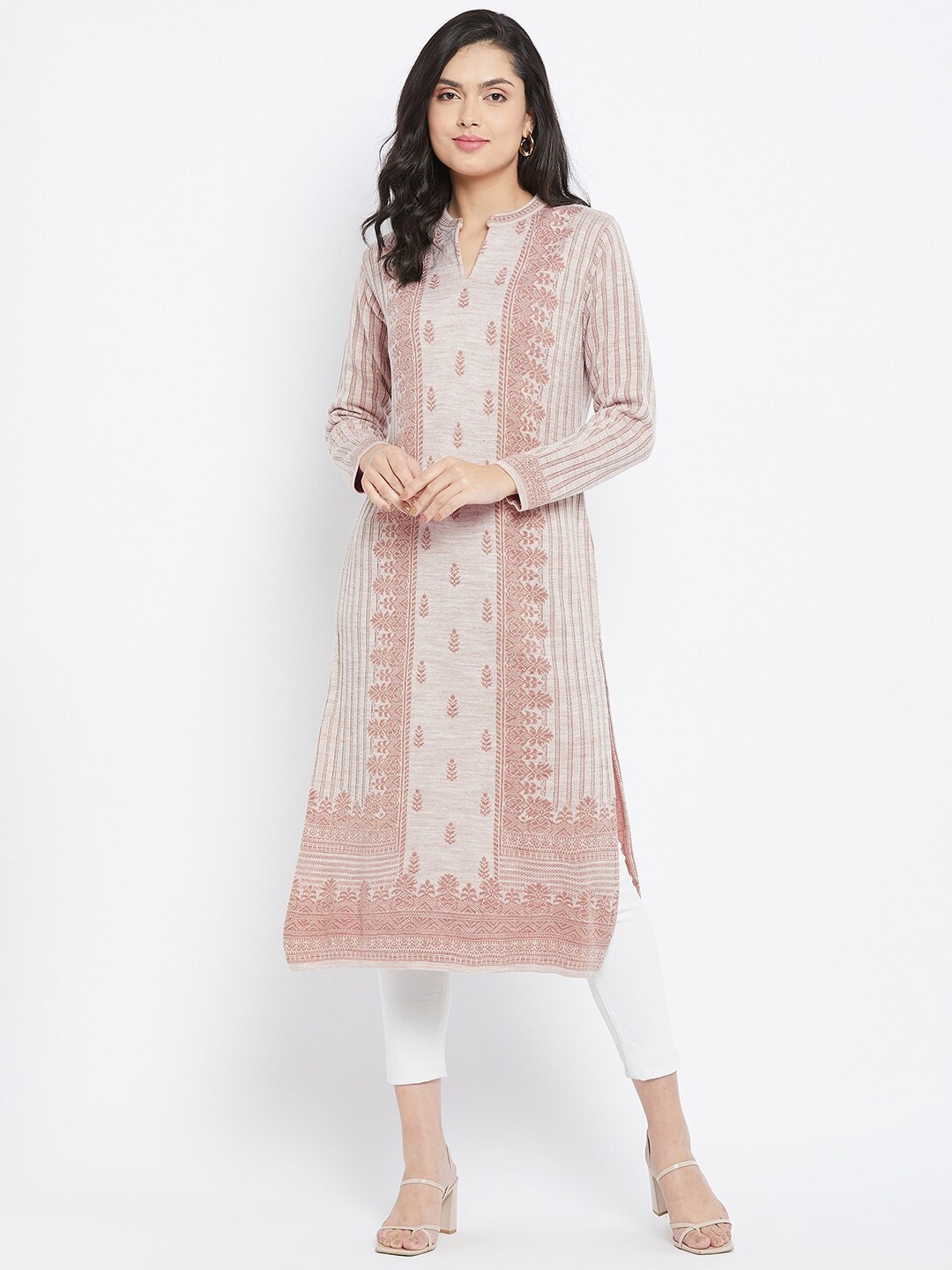 

Knitstudio Women Beige Ethnic Motifs Kurta