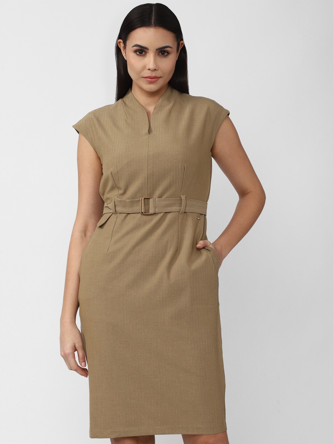 

Van Heusen Woman Brown Solid Sheath Dress