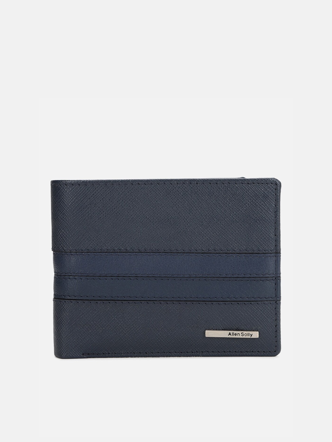 

Allen Solly Men Navy Blue Textured Leather Two Fold Wallet