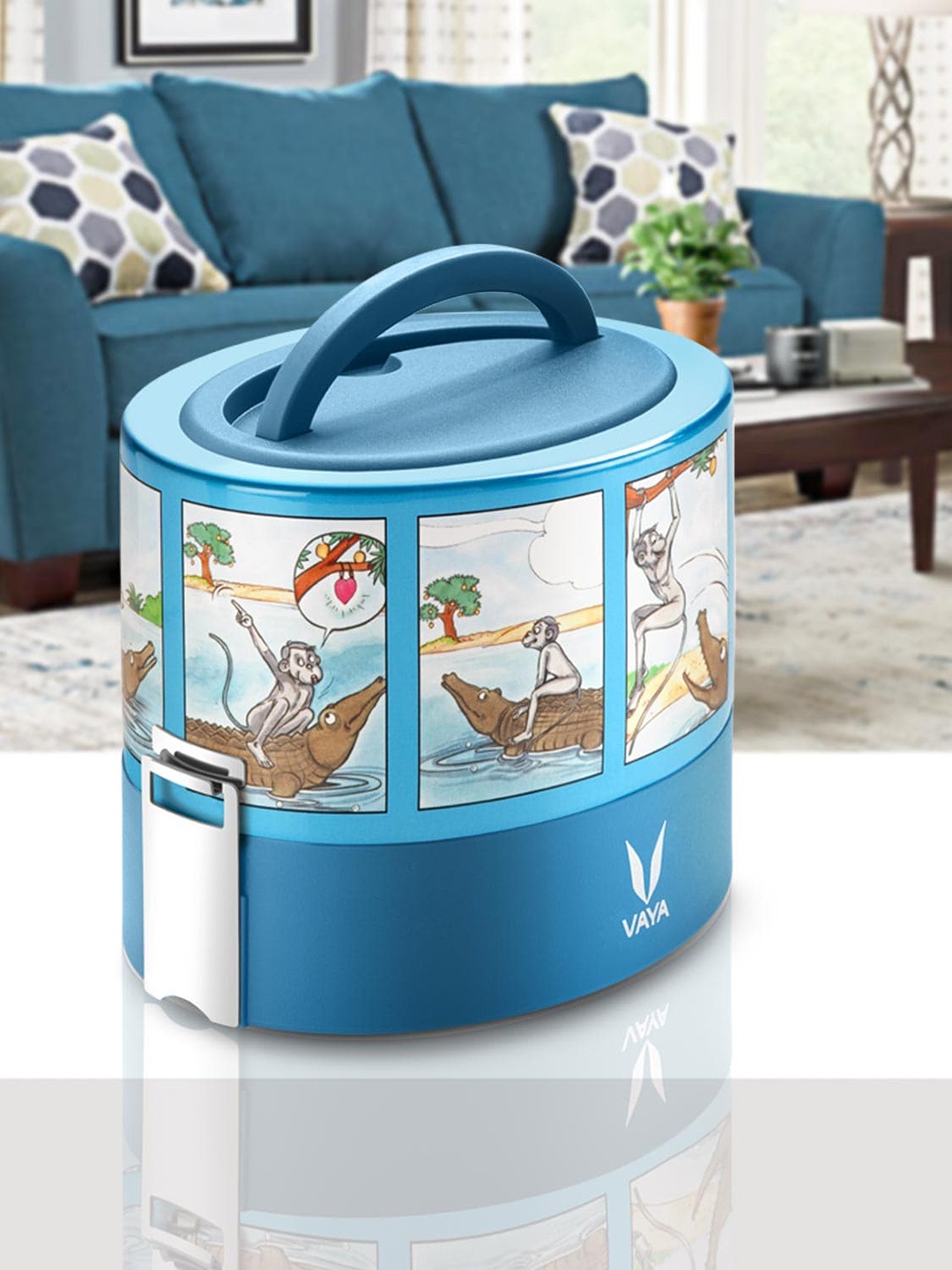 

Vaya Kids Blue & White Printed Lunch Box