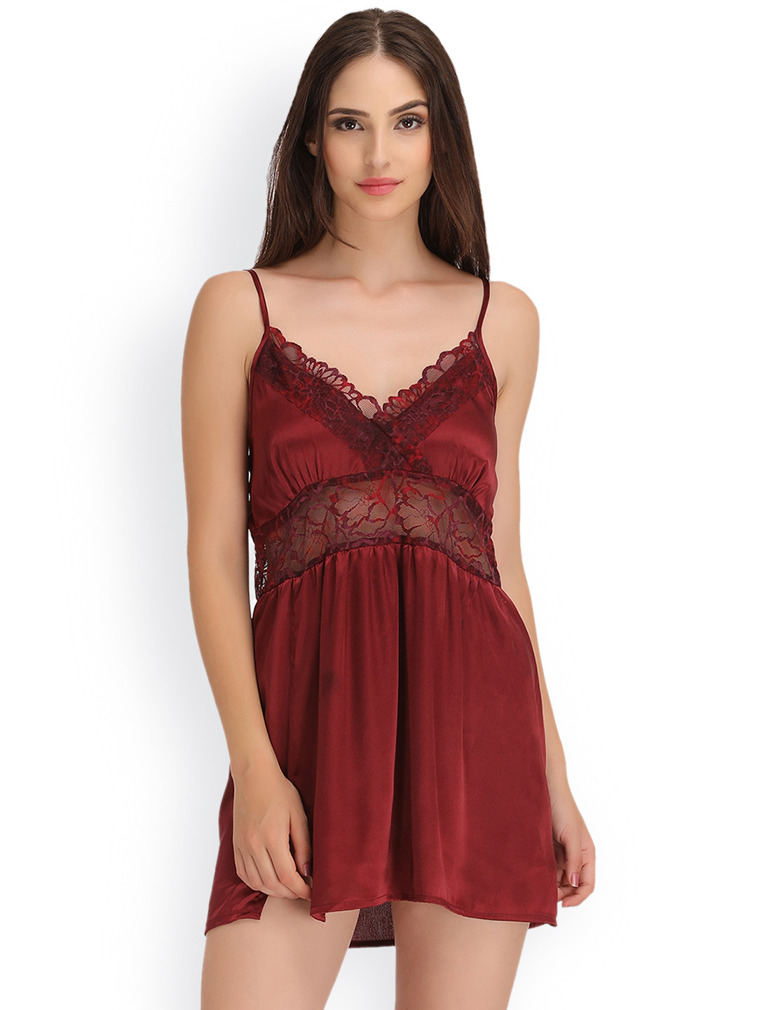 

Clovia Maroon Lace Baby-Doll NS0897P09