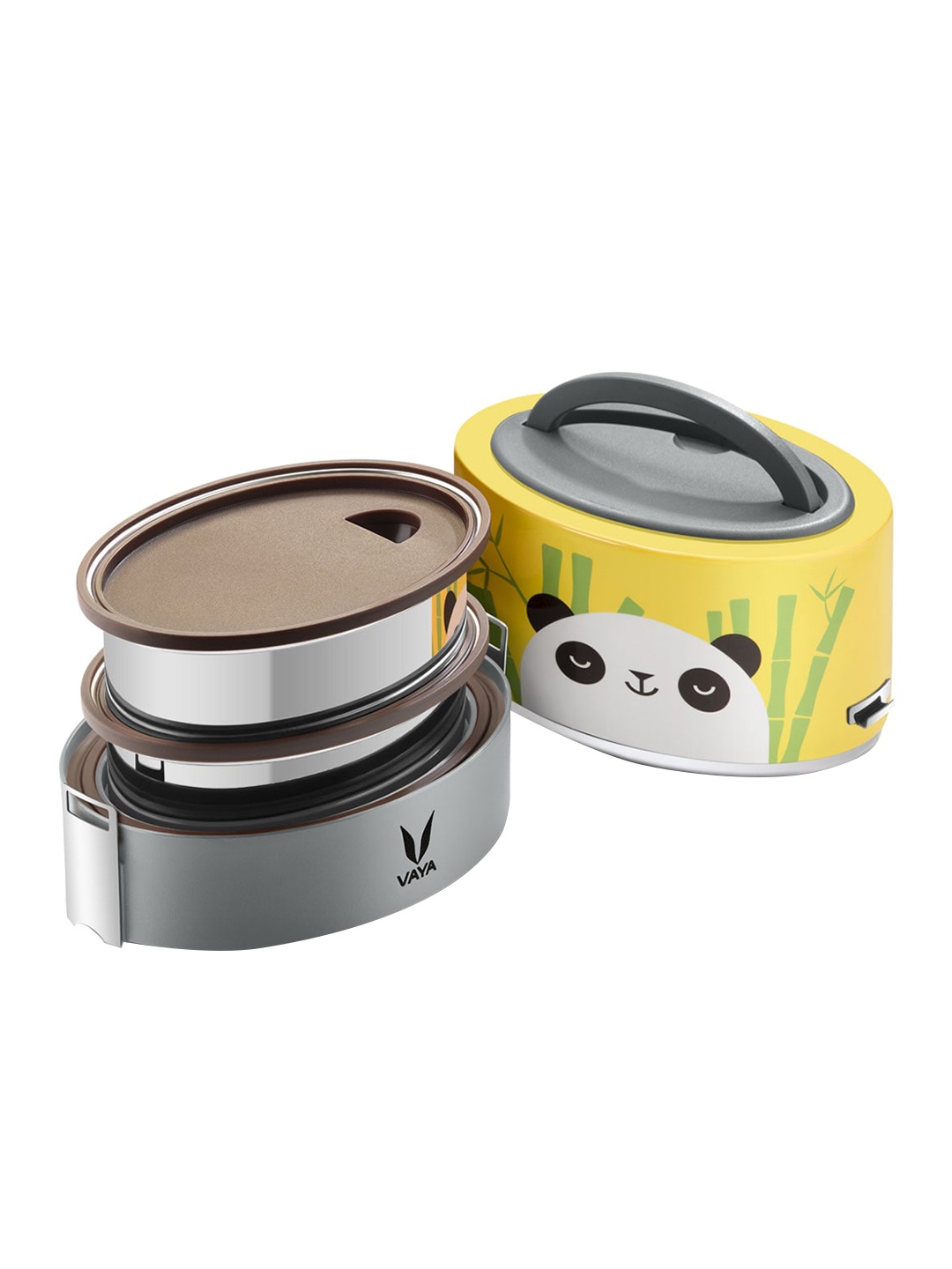 

Vaya Tyffyn Lyte Yellow Panda Printed Stainless Steel Lunch Box 600ml