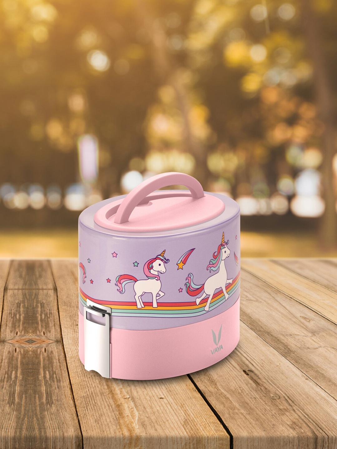 

Vaya Tyffyn Lyte Unisex Kids Pink & Lavender Unicorn Stainless Steel Lunch Box 600 Ml