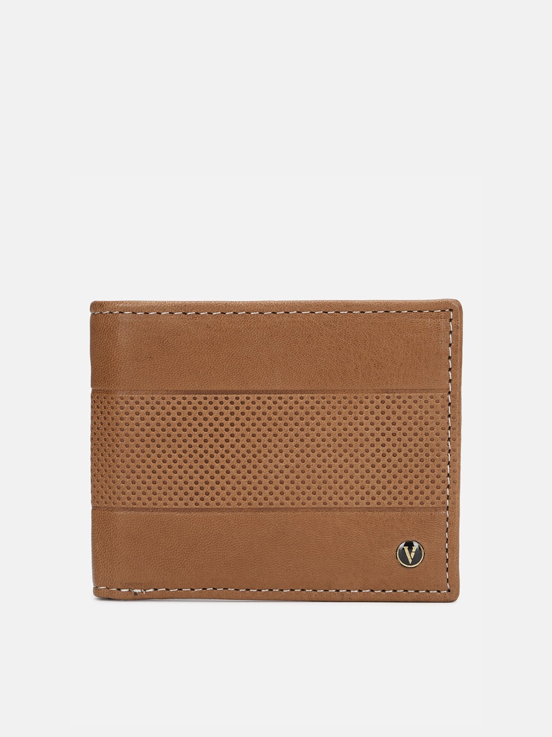 

Van Heusen Men Brown & Blue Textured Leather Two Fold Wallet