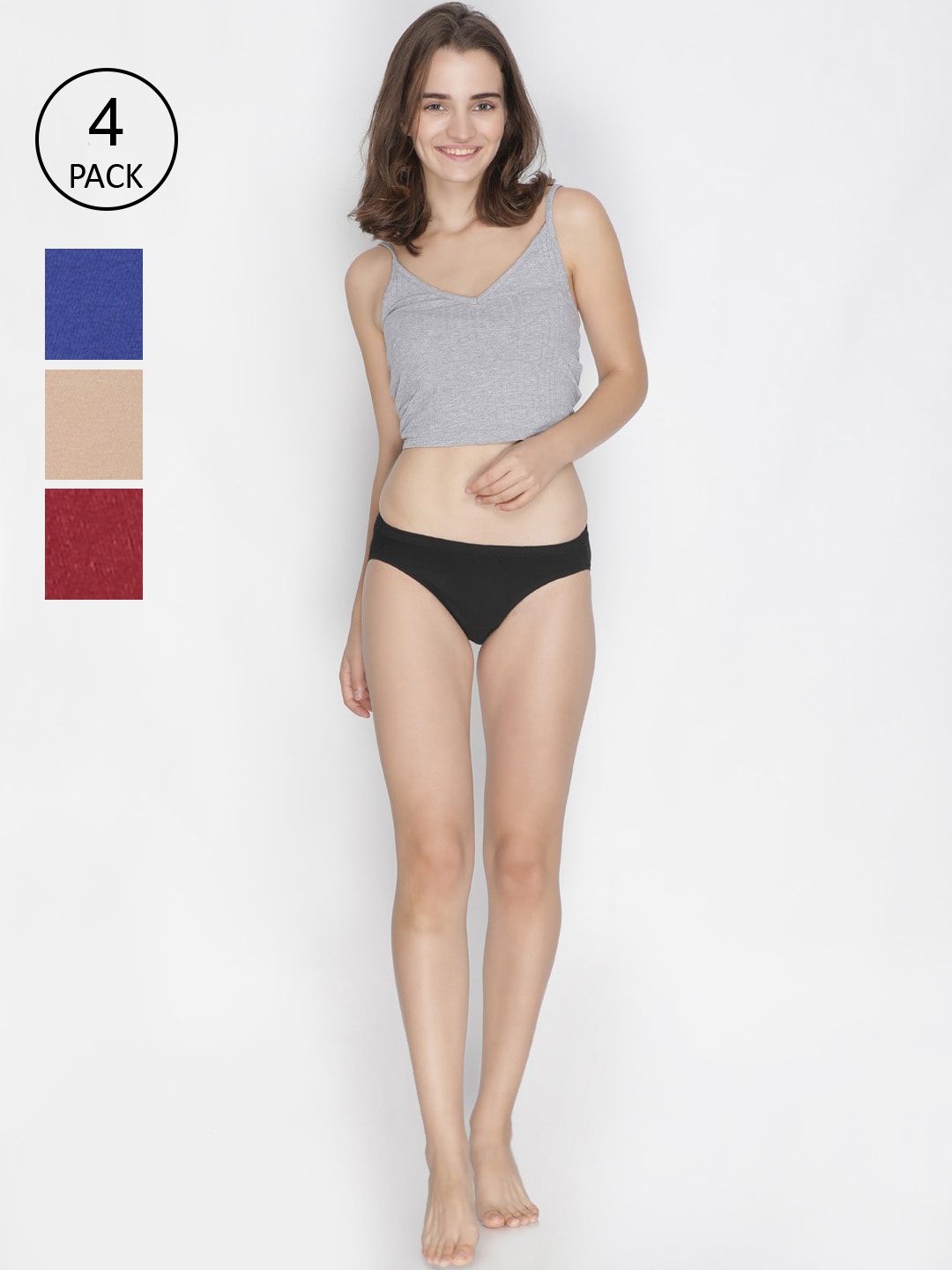 

LYRA Women Pack Of 4 Assorted Solid Cotton Hipster Briefs