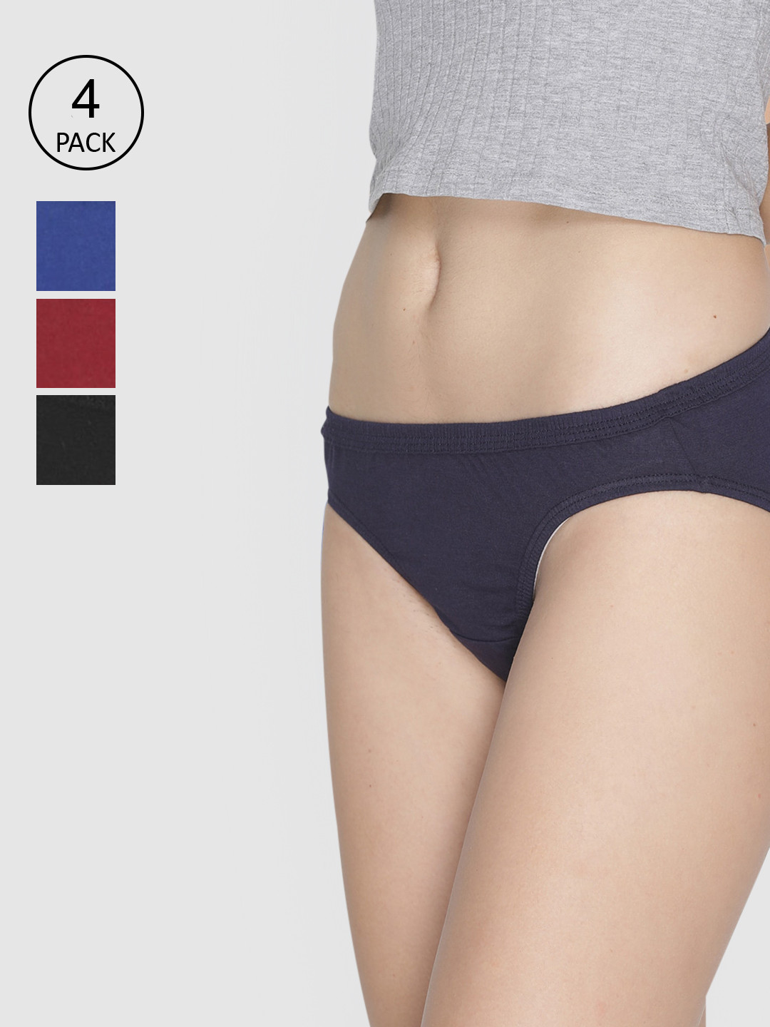 

LYRA Women Pack Of 4 Assorted Solid Cotton Briefs
