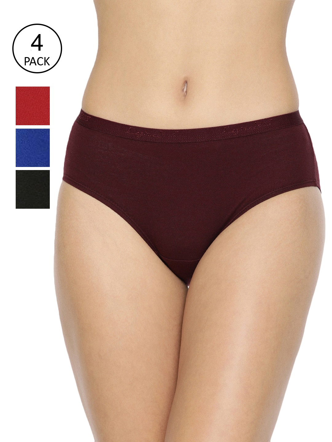 

LYRA Women Pack Of 4 Assorted Solid Cotton Hipster Briefs