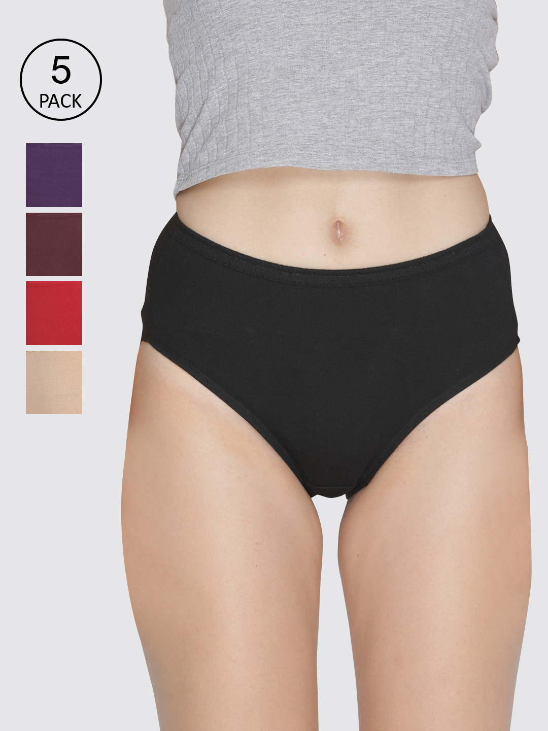 

LYRA Women Pack Of 5 Assorted Pure Cotton Hipster Briefs