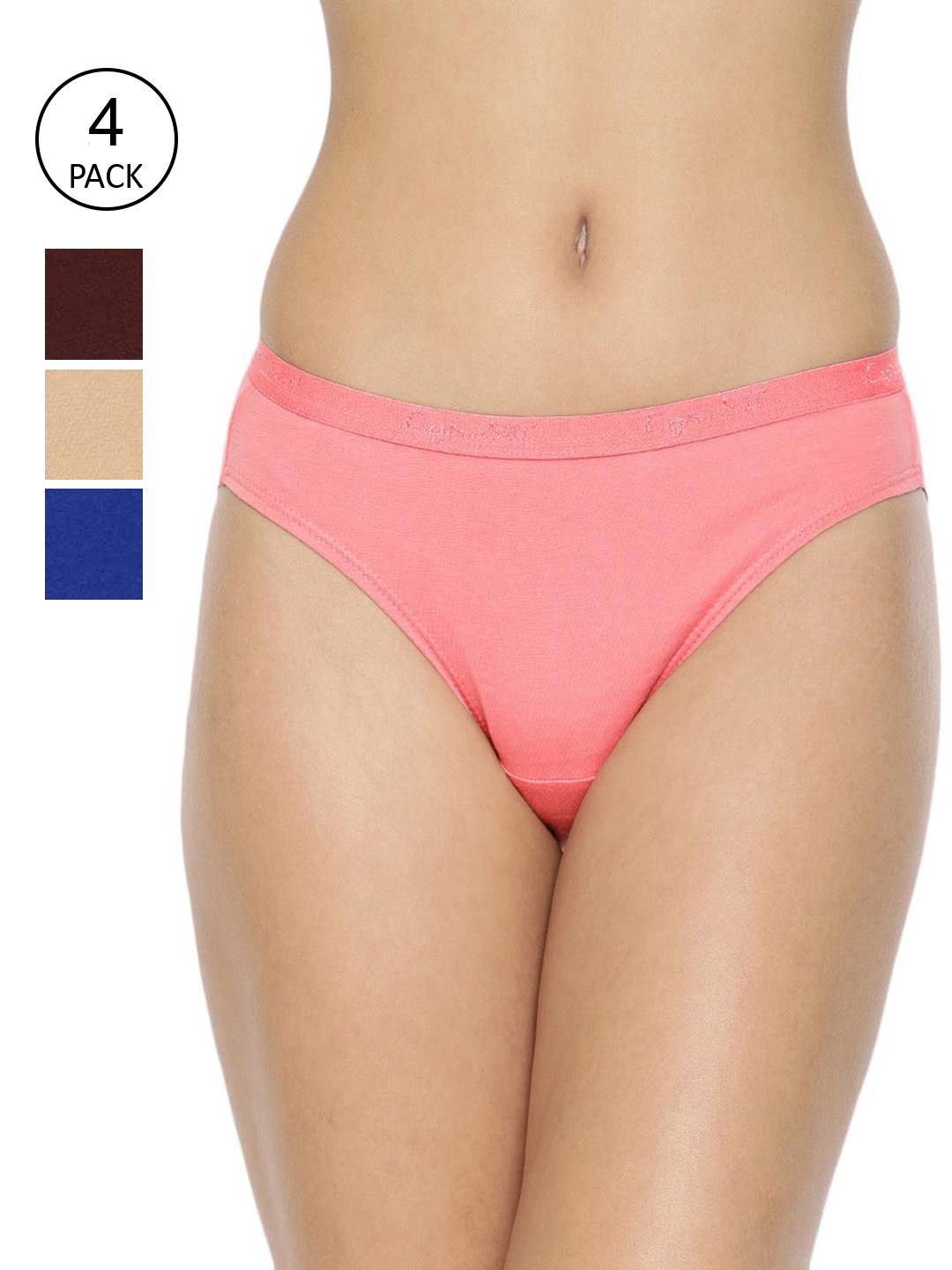 LYRA Women Pack Of 4 Assorted Solid Cotton Bikini Briefs