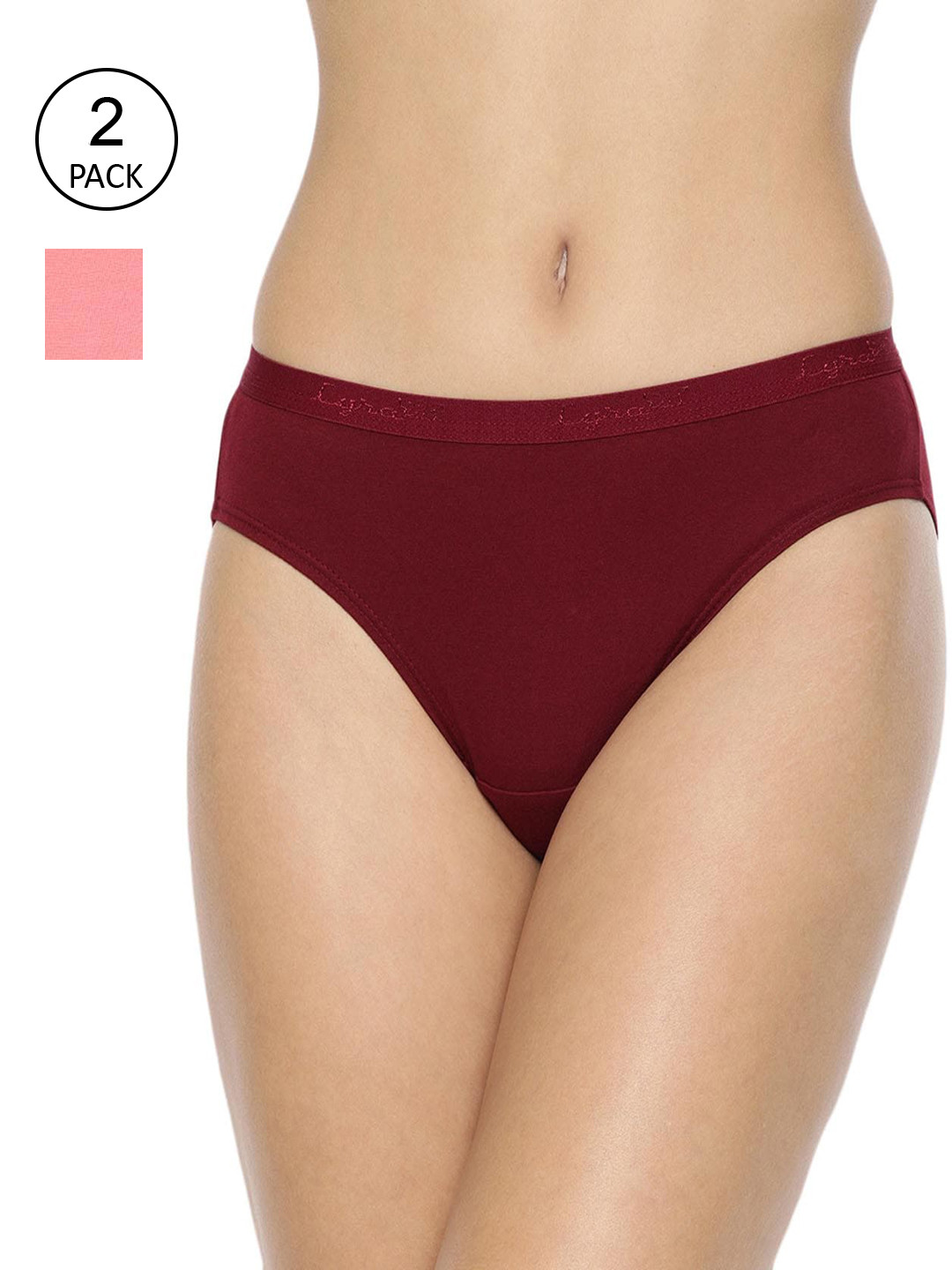 

LYRA Women Pack Of 2 Assorted Solid Cotton Bikini Briefs