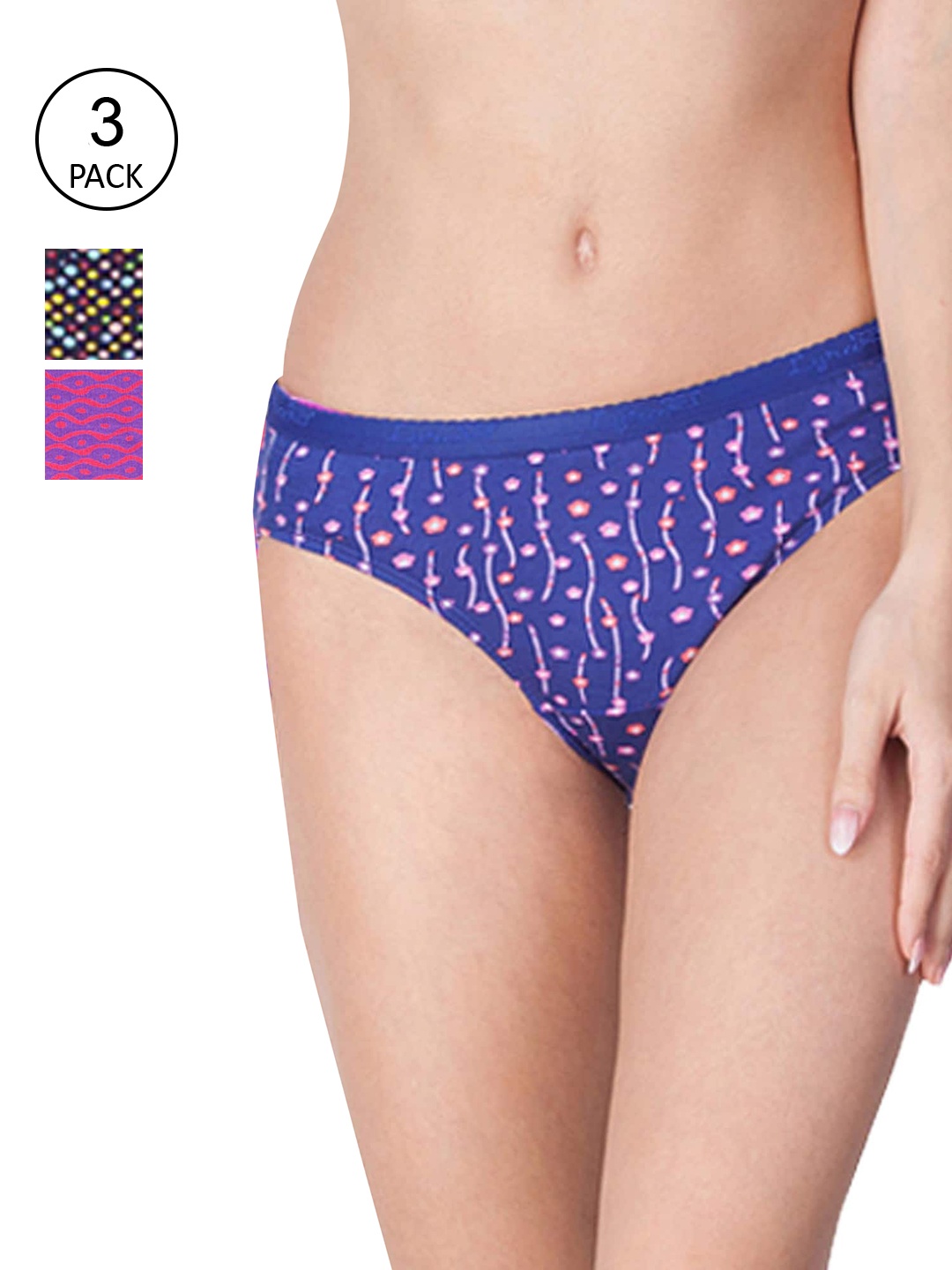 

LYRA Women Pack Of 3 Assorted Printed Cotton Bikini Briefs