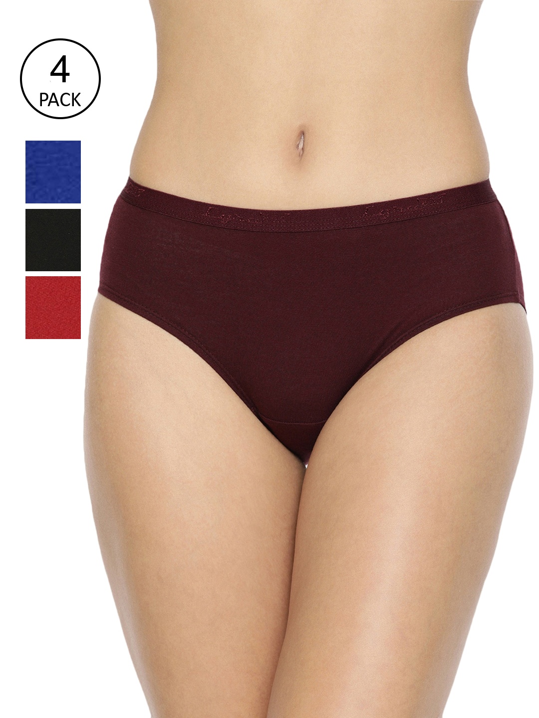 

LYRA Women Pack Of 4 Assorted Solid Pure Cotton Hipster Briefs