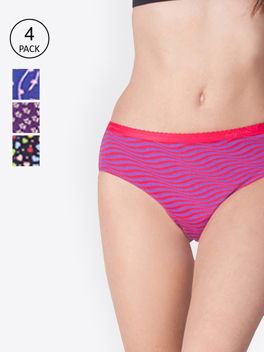 

LYRA Women Pack Of 4 Assorted Pure Cotton Hipster Briefs