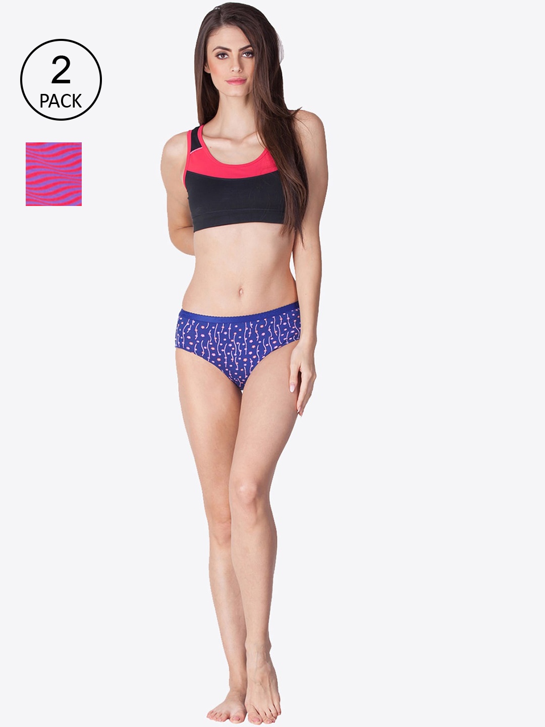 LYRA Women Pack Of 2 Assorted Printed Cotton Hipster Briefs