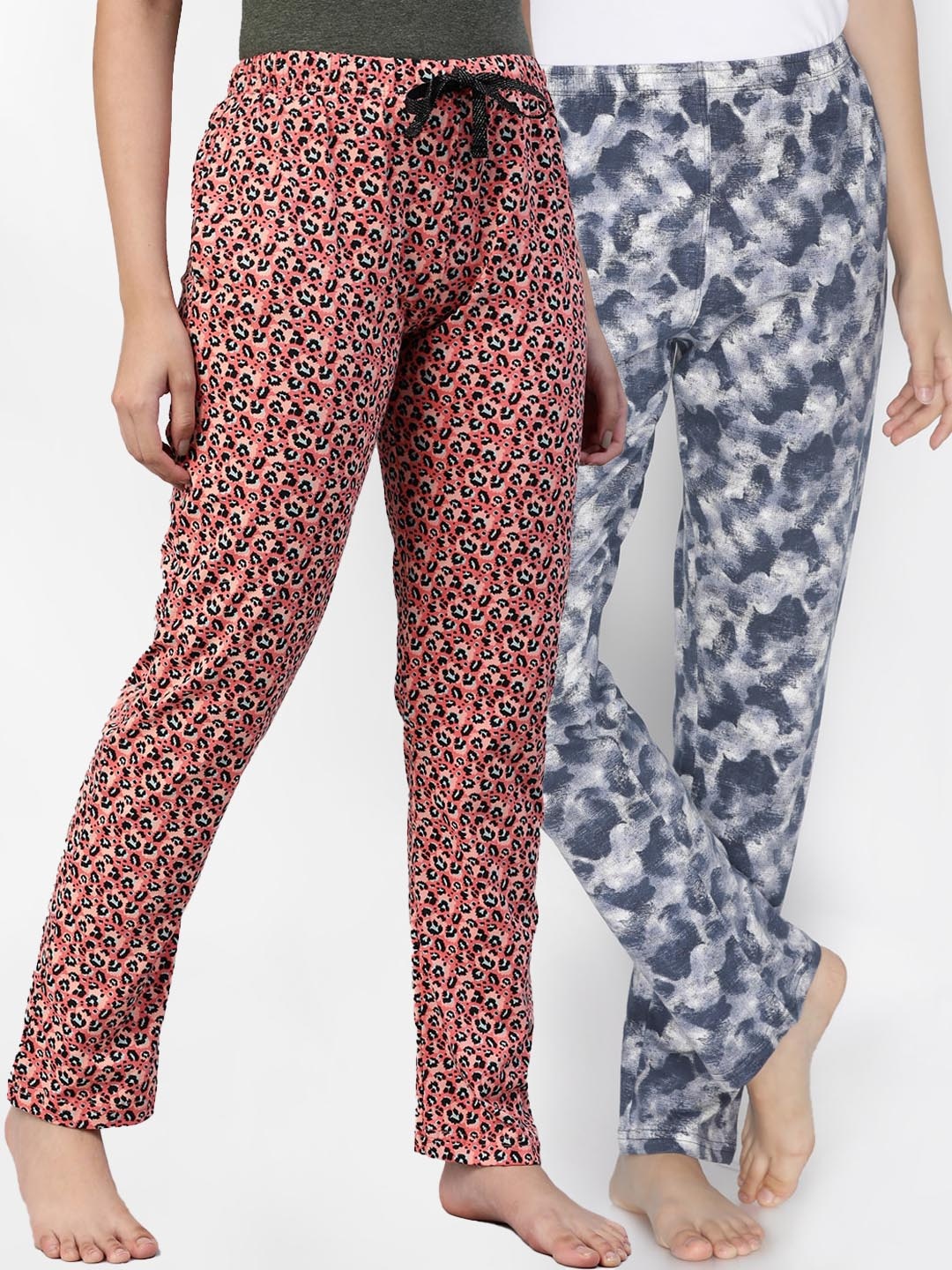 

LYRA Women Set Of 2 Printed Rayon Lounge Pants, Pink