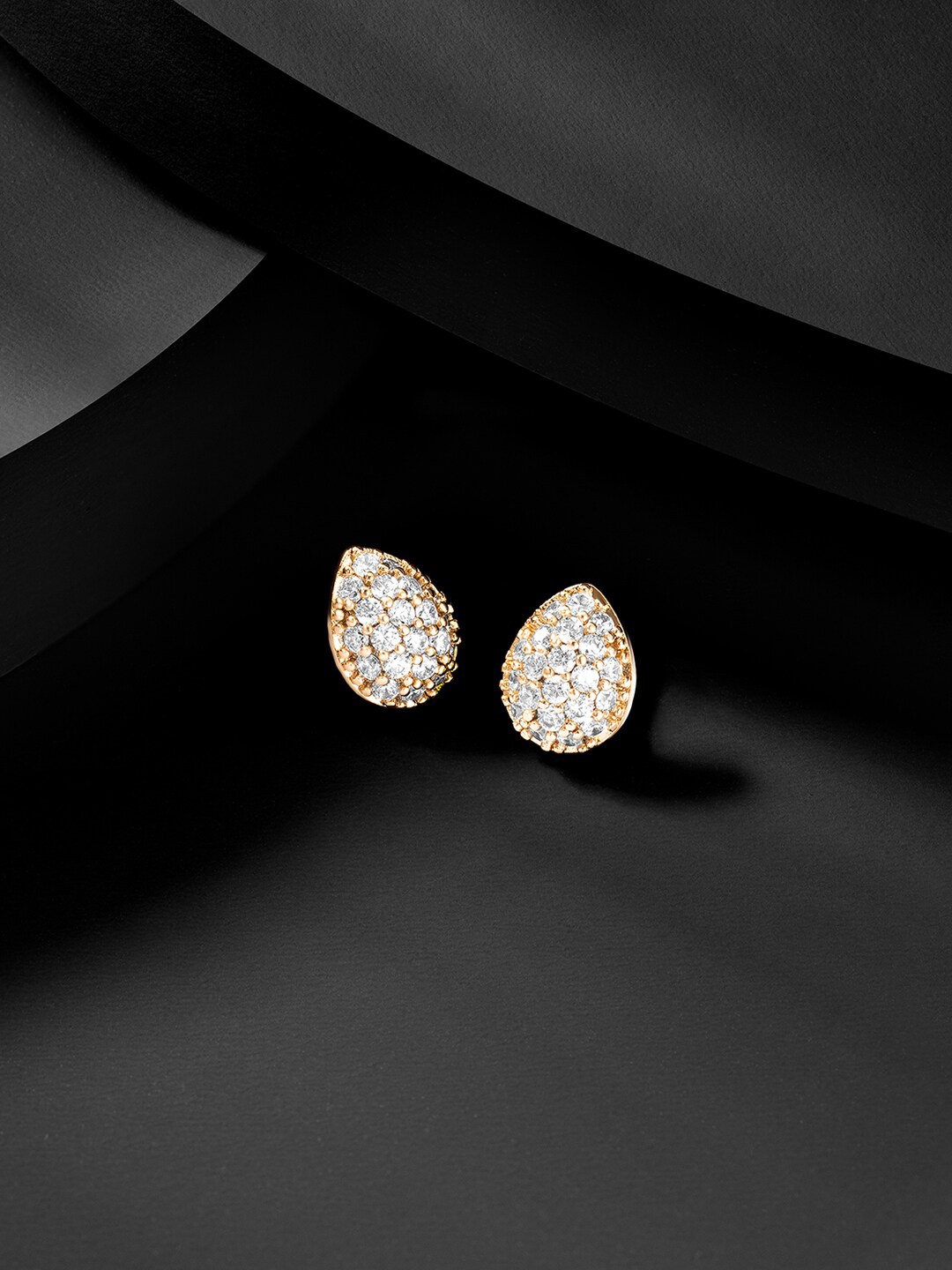 

Peora Gold-Toned & White Contemporary Studs Earrings