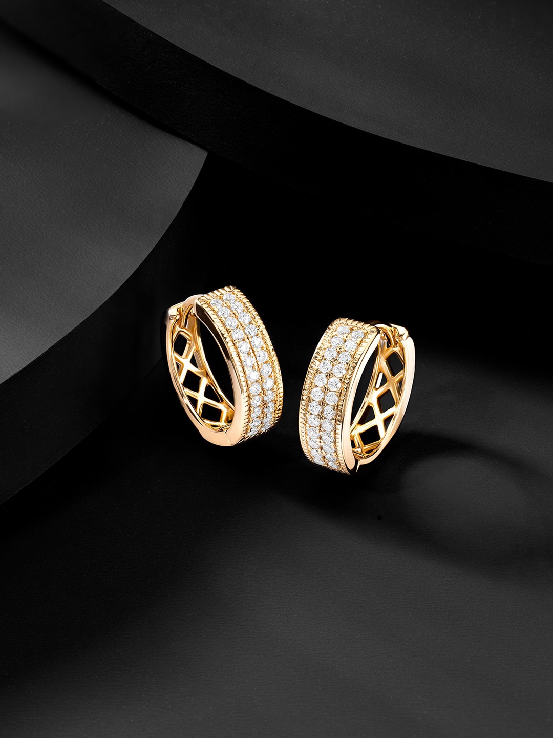 

Peora White & Gold Plated Contemporary Hoop Earrings