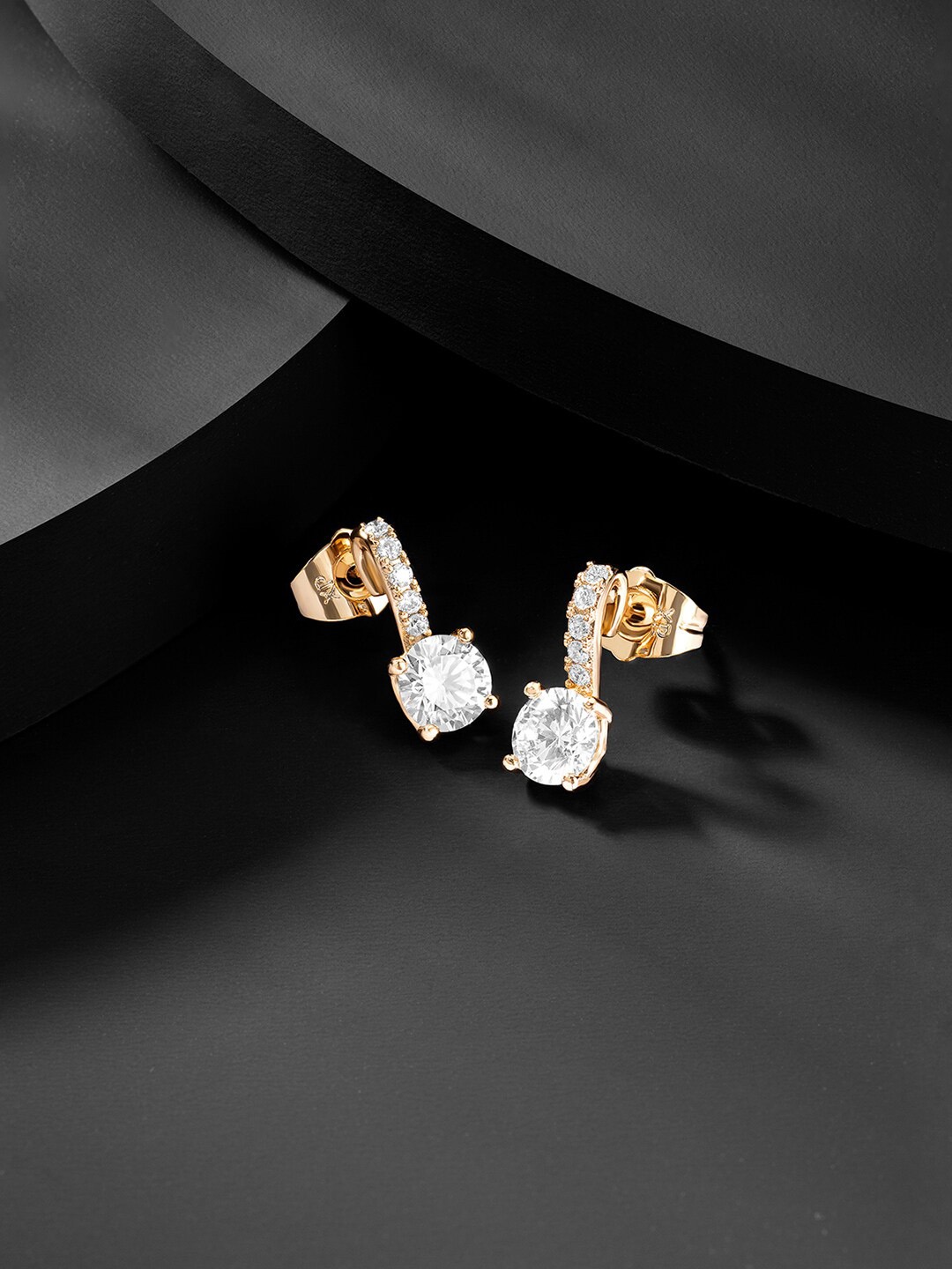 

Peora Gold-Toned & White Contemporary Studs Earrings