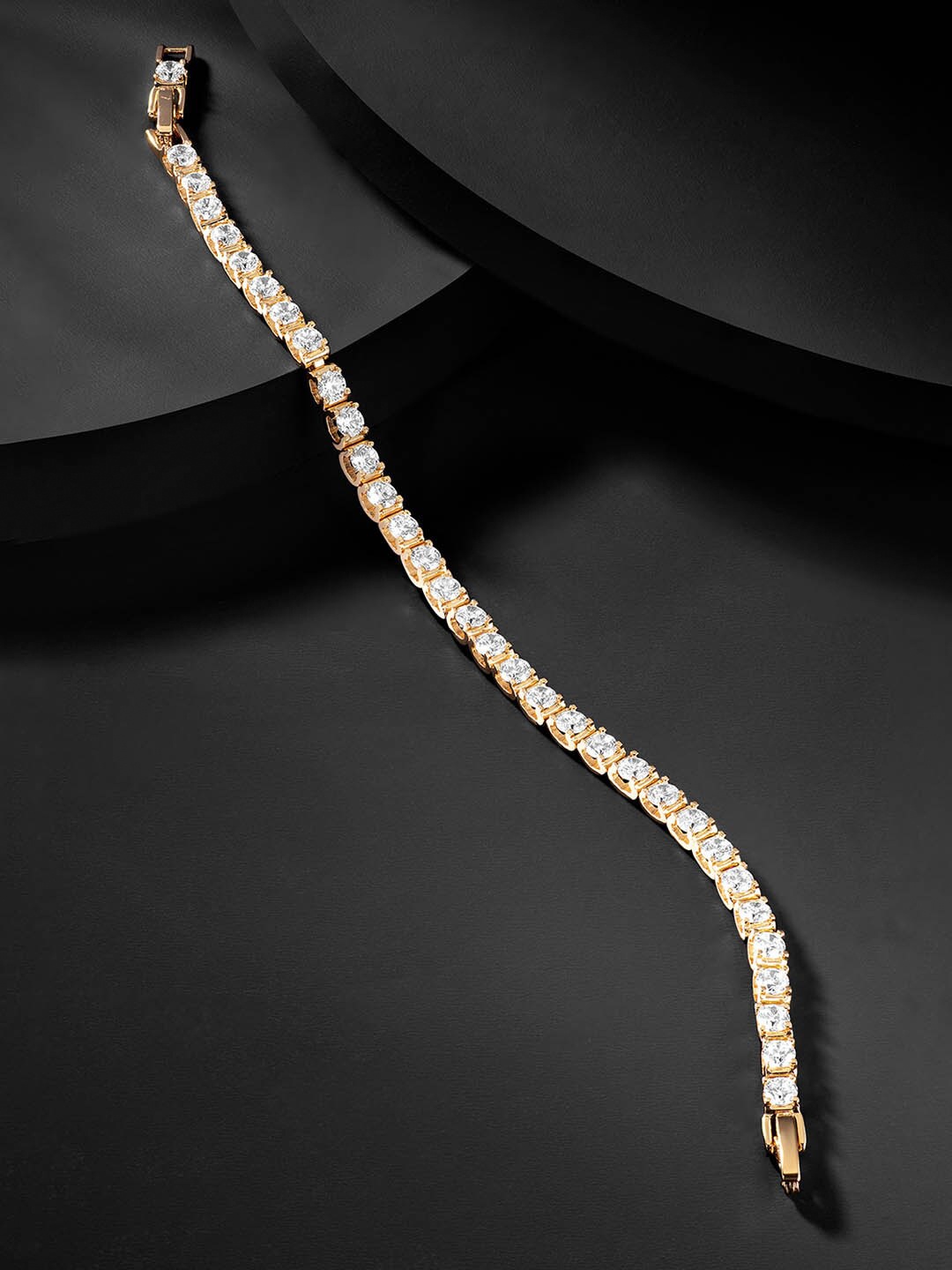 

Peora Women Gold-Toned & White Gold-Plated Brass American Diamond Charm Bracelet