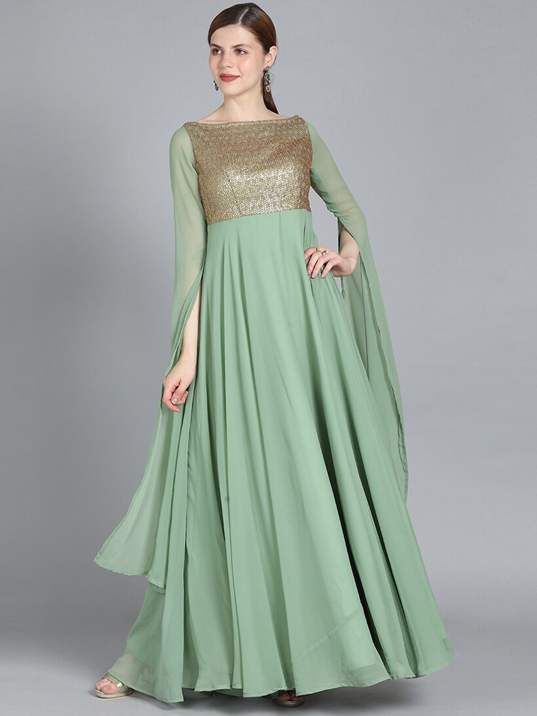 

Ethnovog Women Green Embellished Maxi Dresses