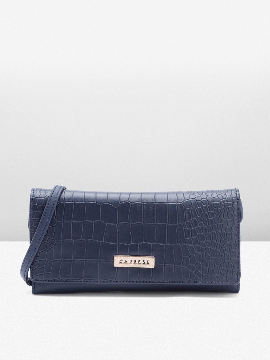 

Caprese Women Textured Two Fold Wallet, Navy blue