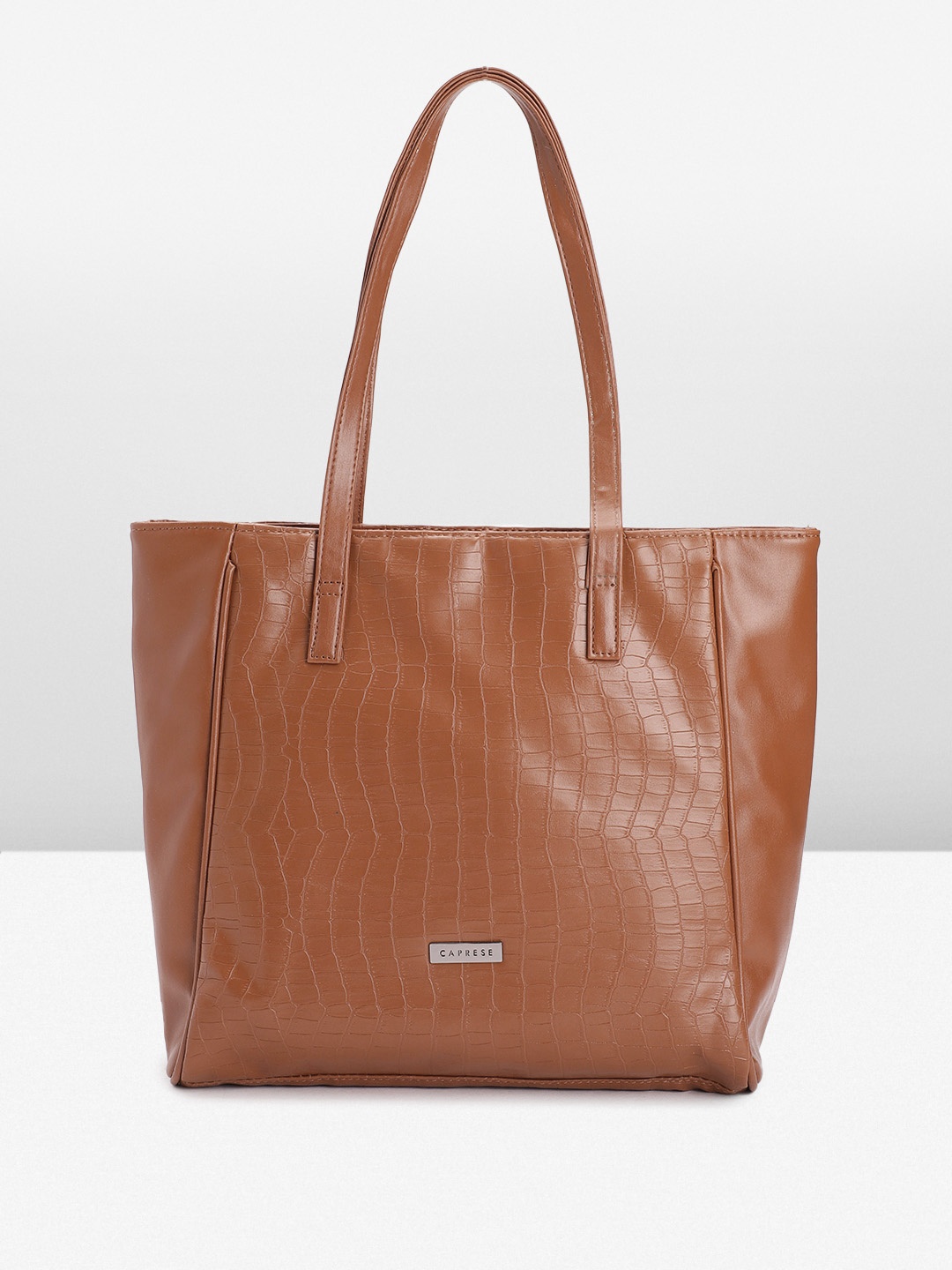 

Caprese RILEY Croc Textured Oversized Shoulder Bag, Brown