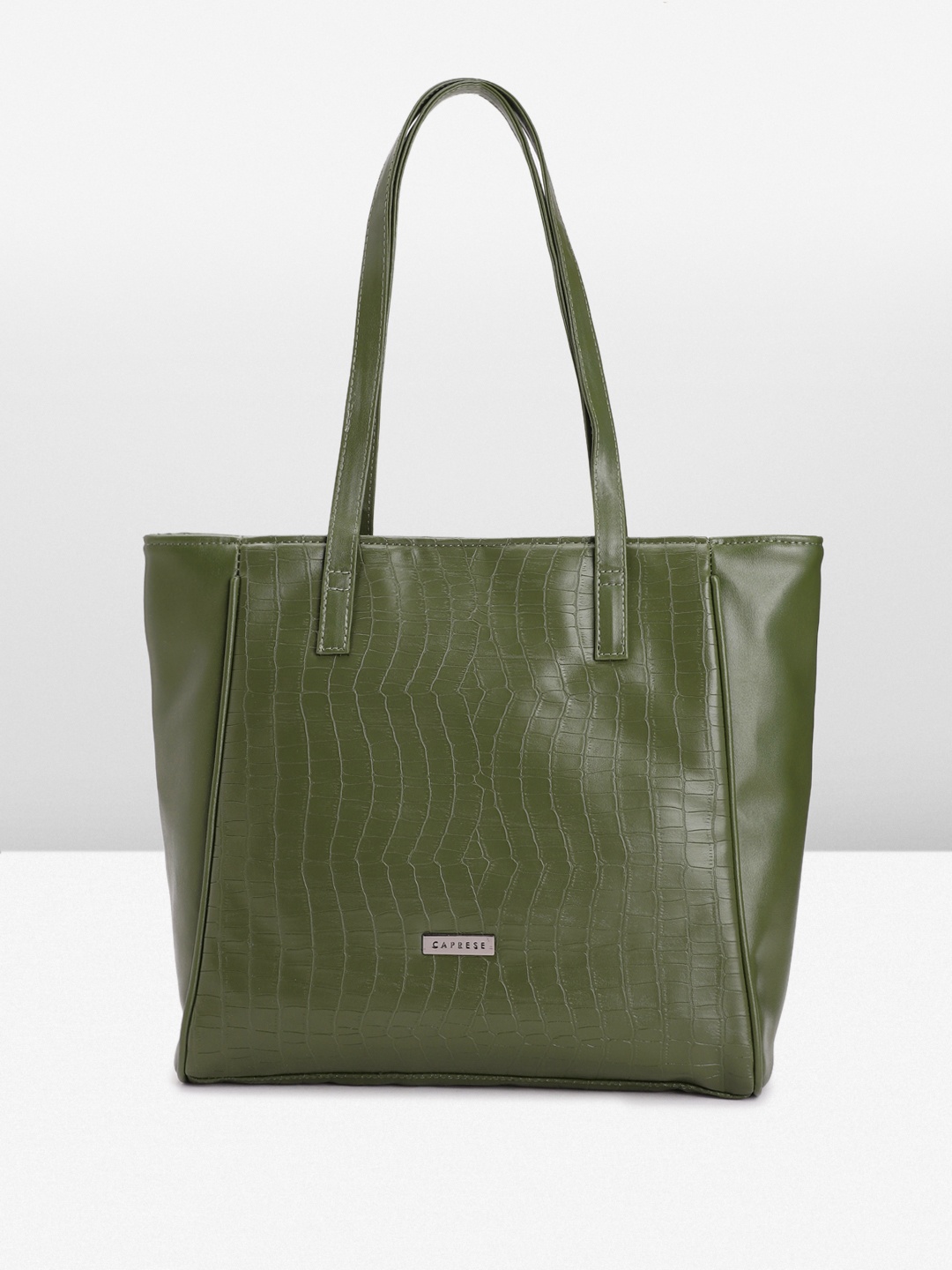 

Caprese RILEY Croc Textured Oversized Shoulder Bag, Olive