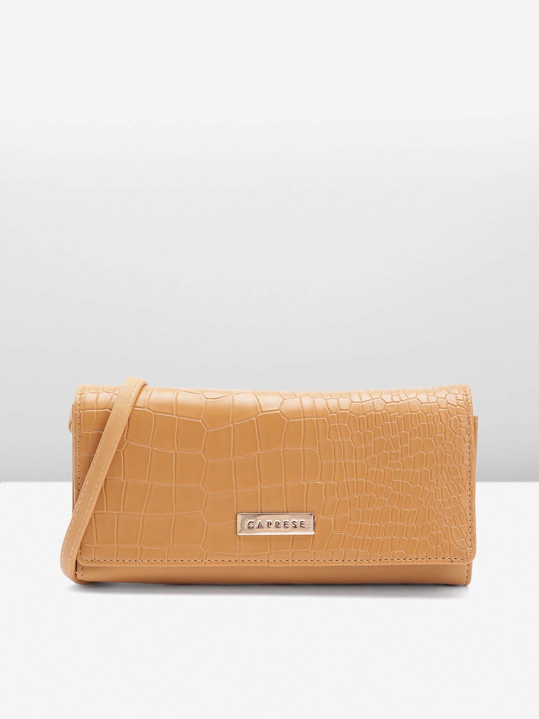 

Caprese Women Textured Two Fold Wallet, Yellow