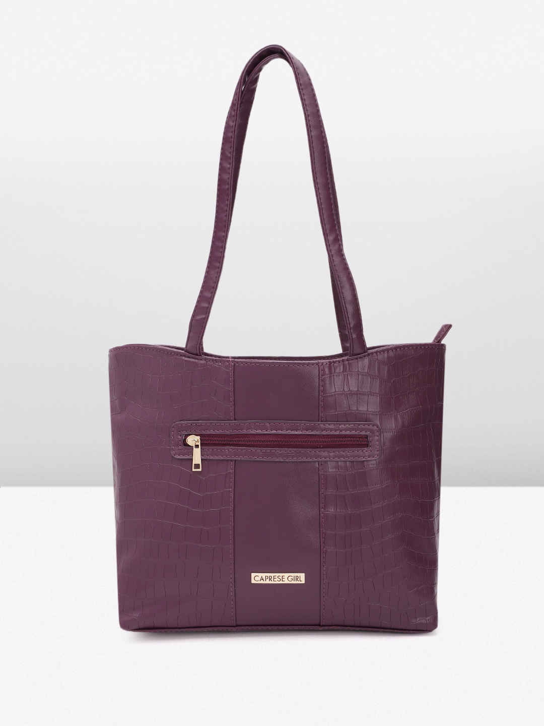 

Caprese Women Croc Textured Structured Shoulder Bag, Purple