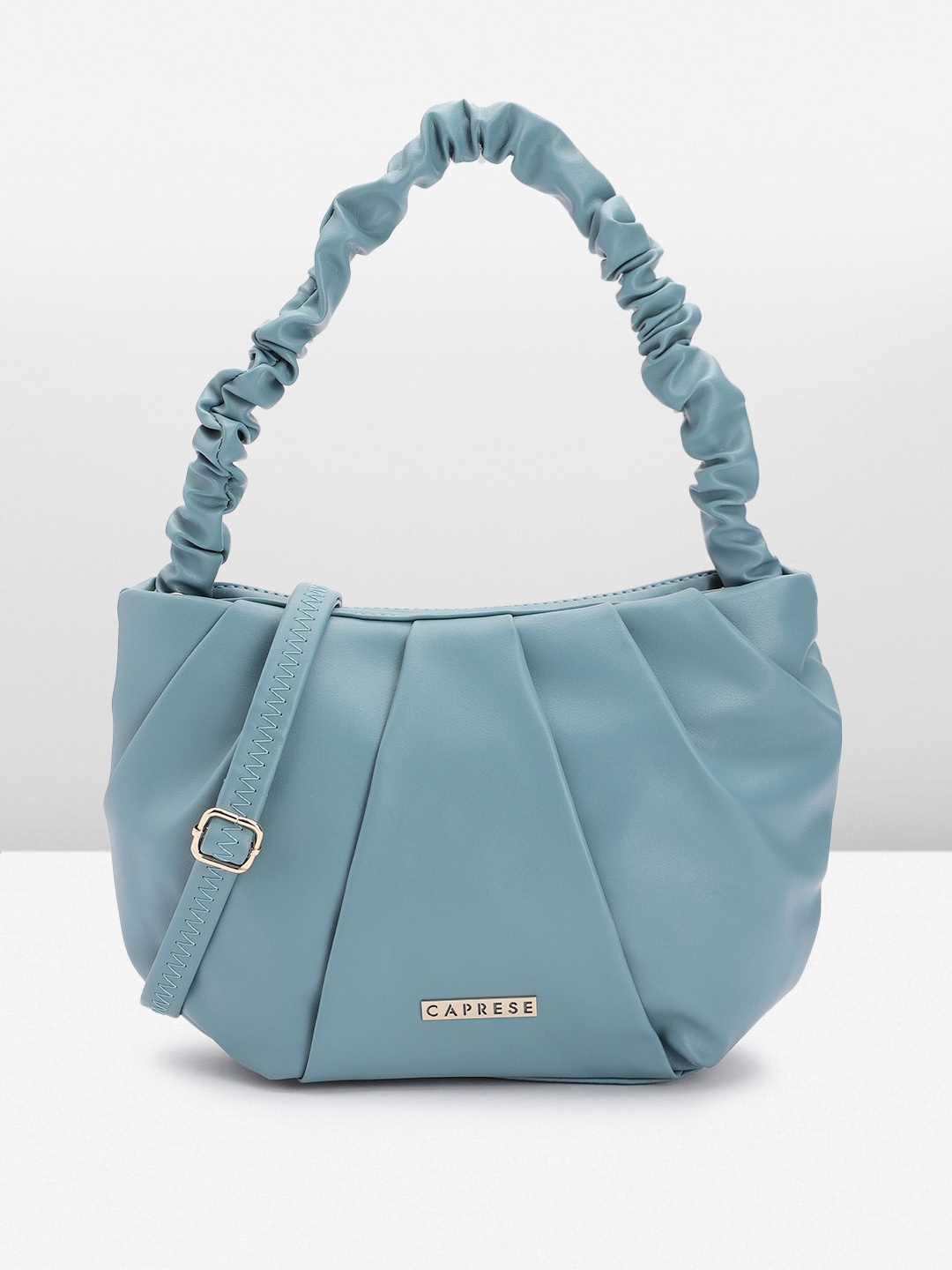 

Caprese Pleated Shoulder Bag, Turquoise blue