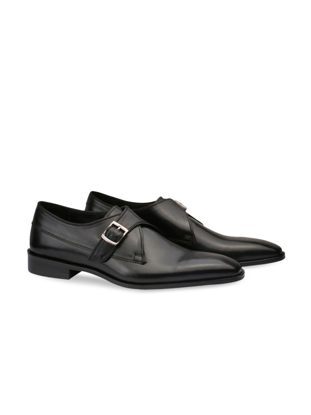 

Harrykson London Men Black Leather Lightweight Formal Monk Shoes