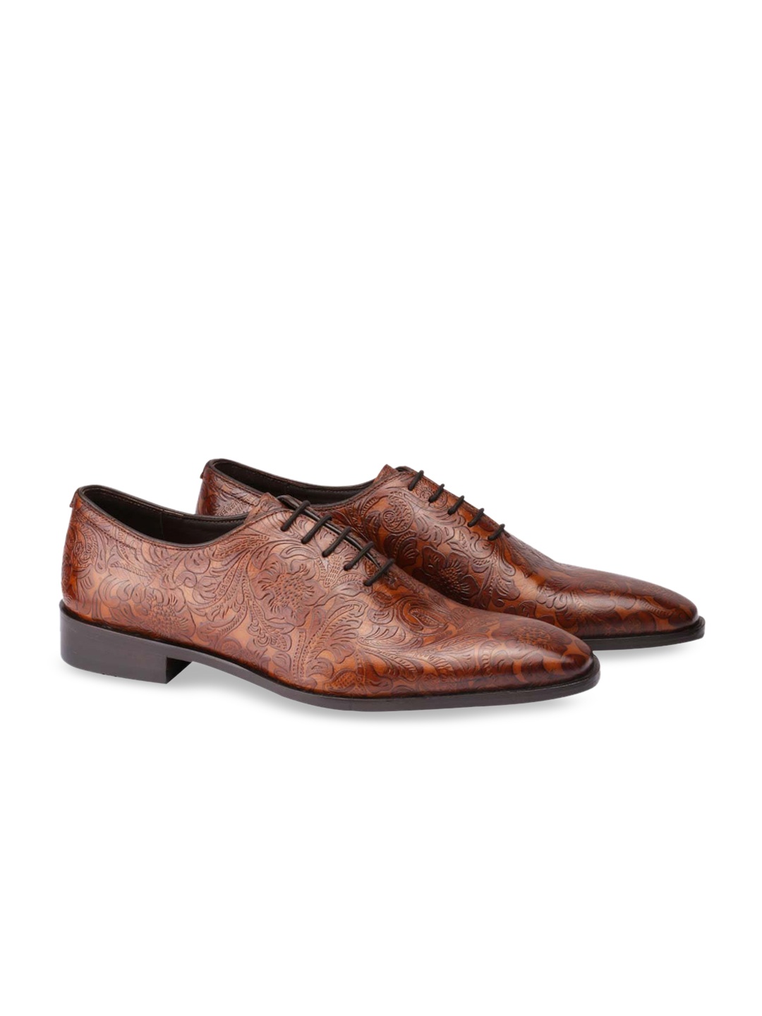 

Harrykson London Men Tan-Coloured Textured Lightweight Leather Formal Oxfords Shoes