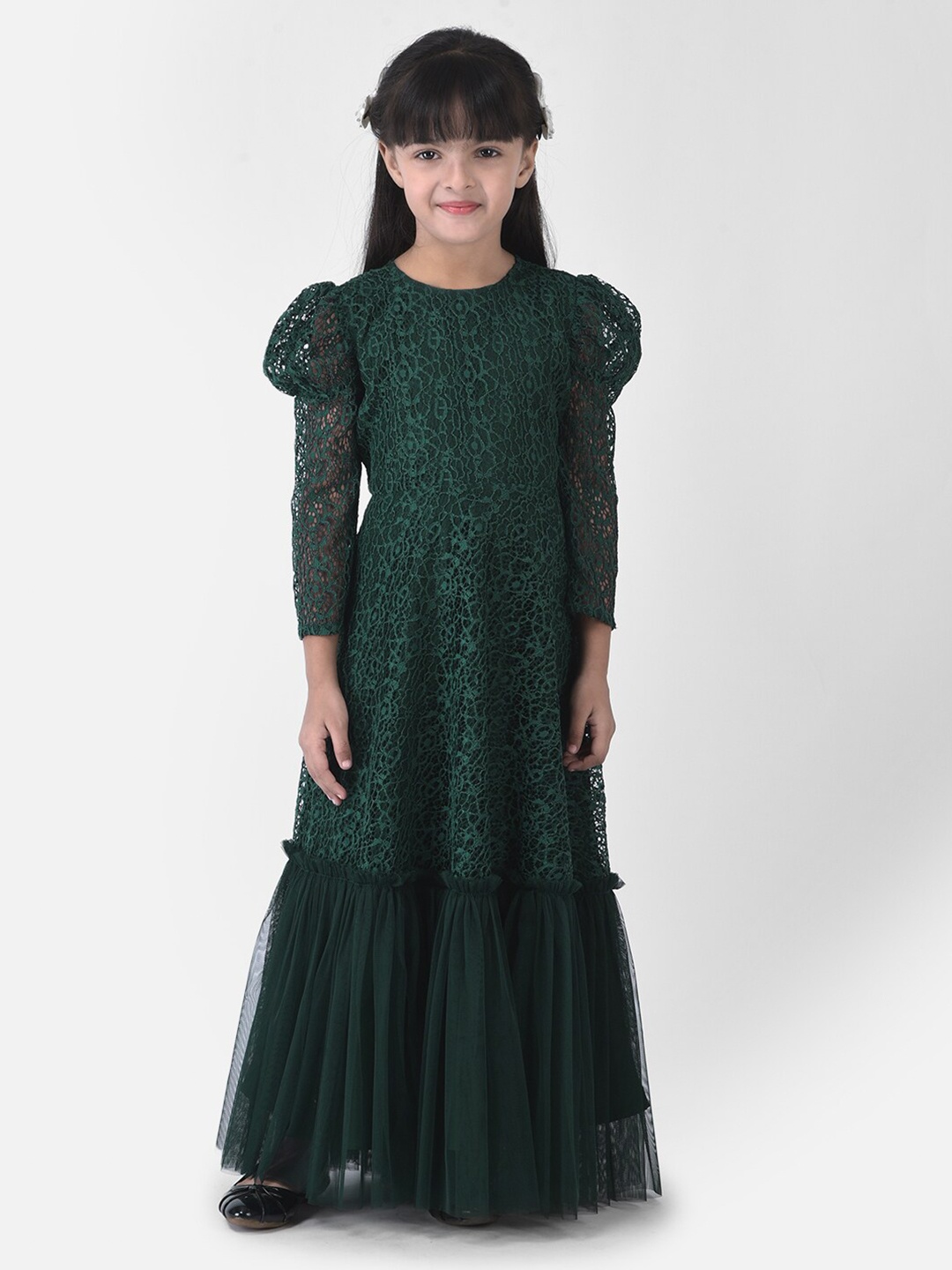 

Eavan Girls Green Lace Maxi Dress