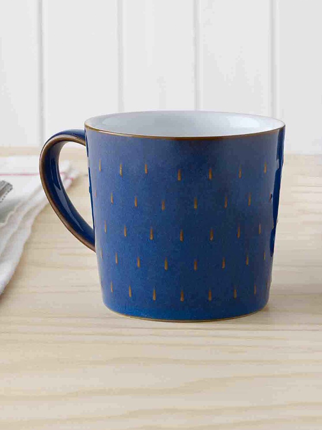 

Denby Blue Printed Dishwasher safe Stoneware Glossy Mug 400ml
