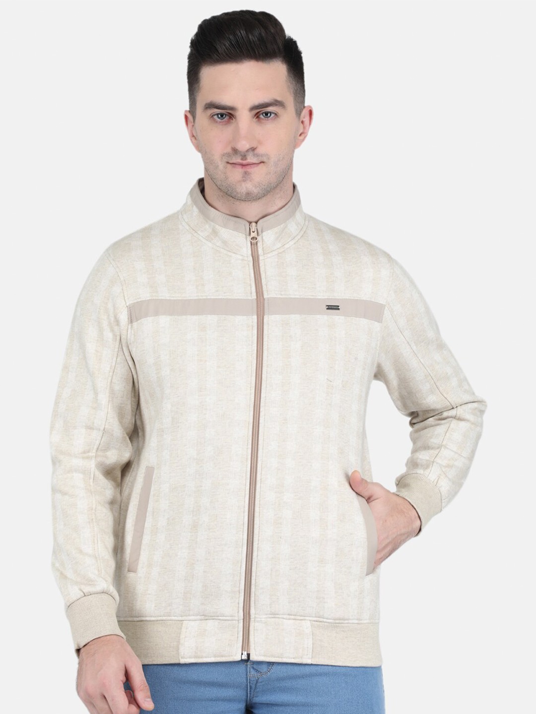 

Monte Carlo Men Beige Checked Sweatshirt