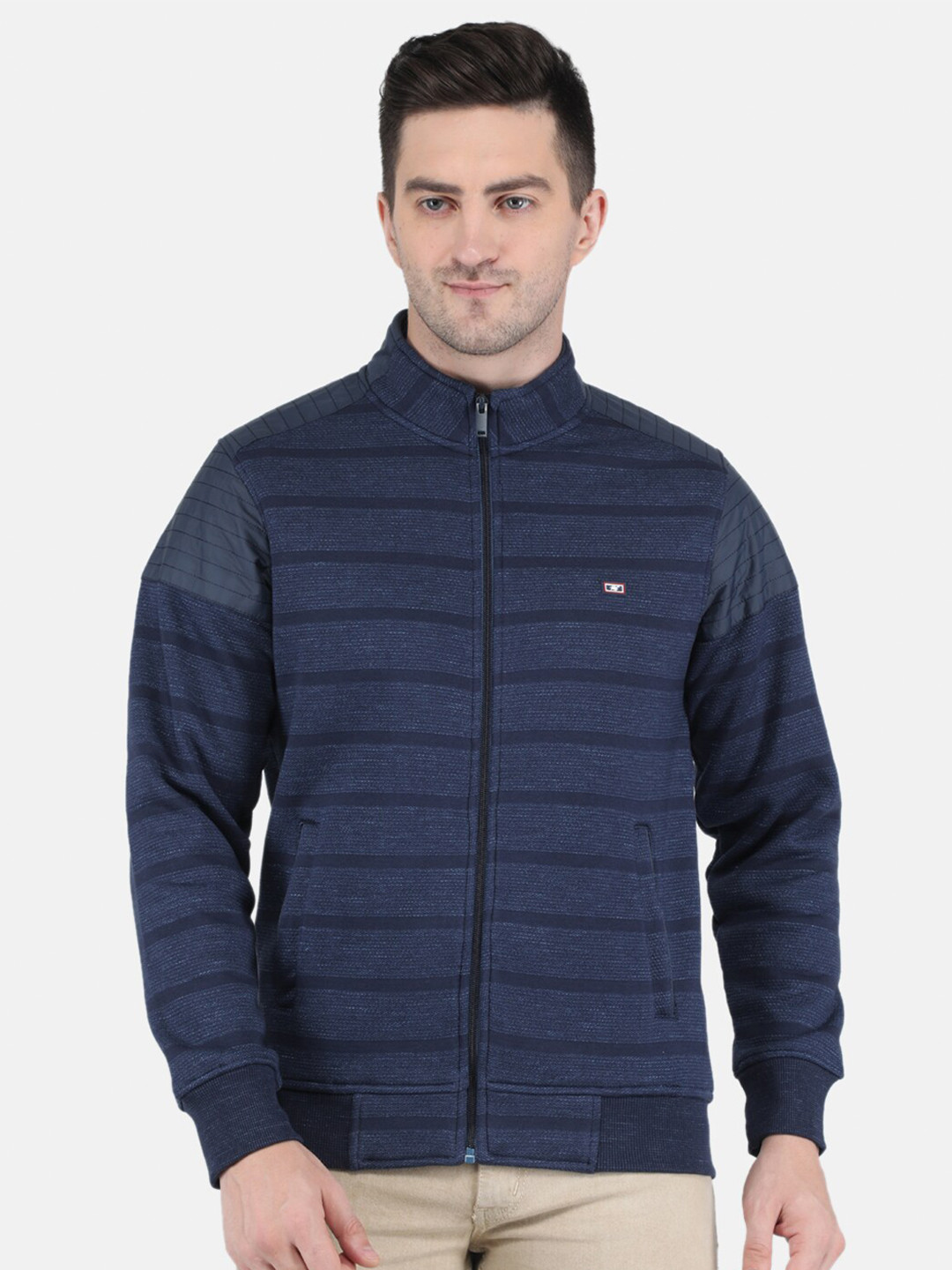 

Monte Carlo Men Navy Blue Striped Sweatshirt
