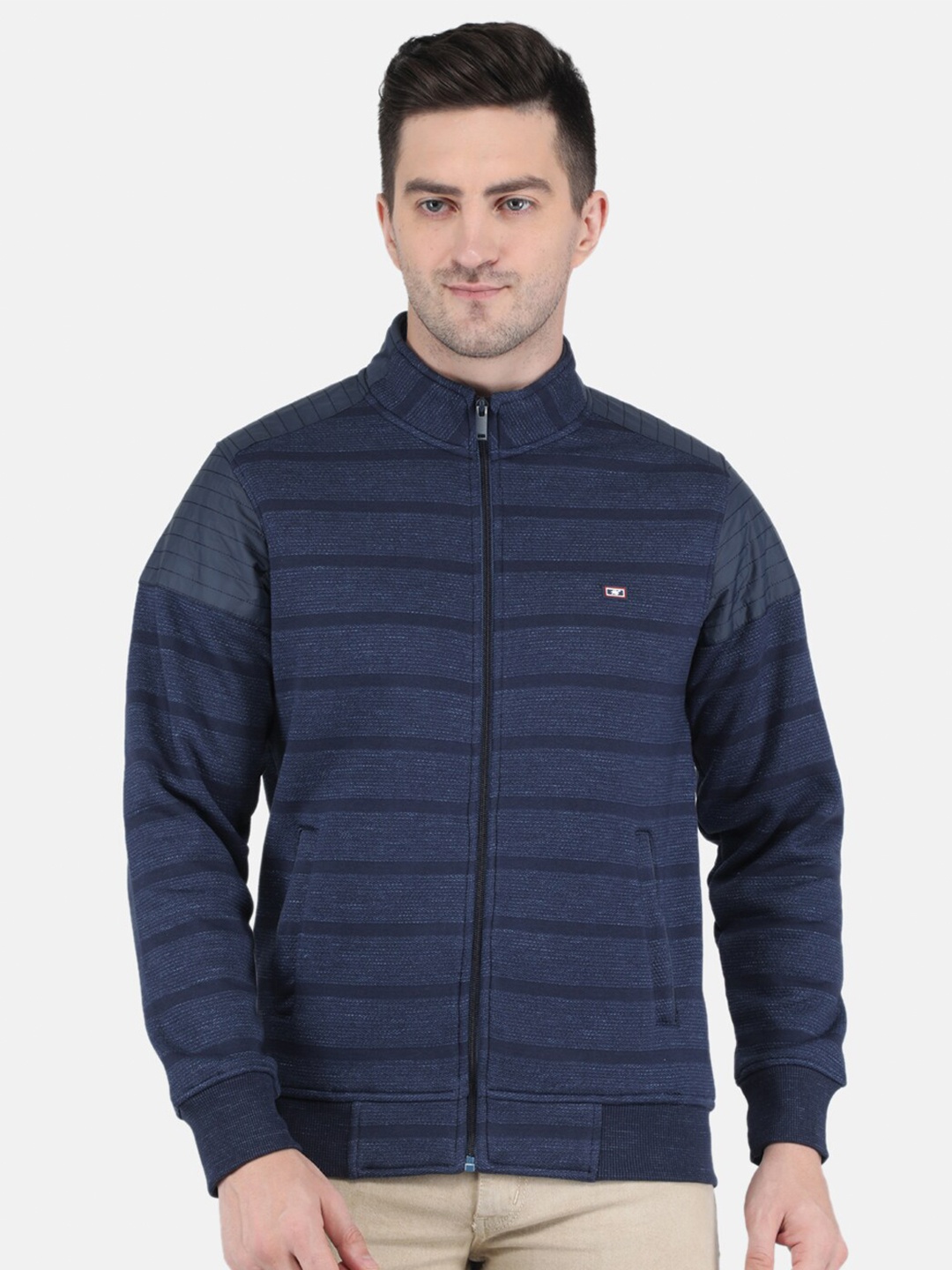 

Monte Carlo Men Navy Blue Striped Sweatshirt